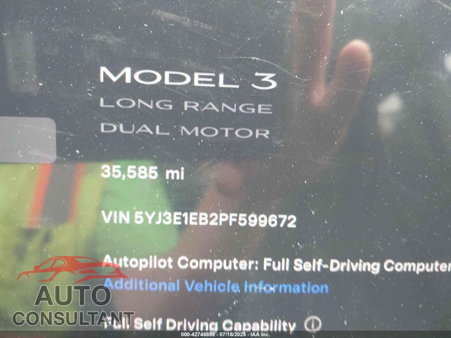 TESLA MODEL 3 2023 - 5YJ3E1EB2PF599672