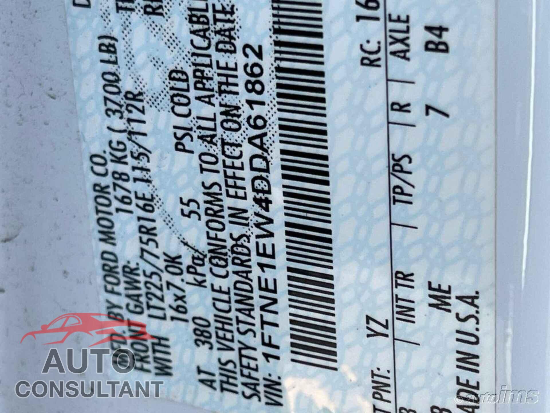 FORD E-150 2013 - 1FTNE1EW4DDA61862