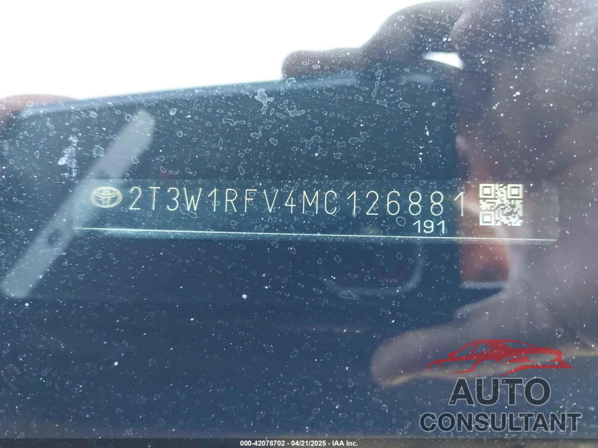 TOYOTA RAV4 2021 - 2T3W1RFV4MC126881