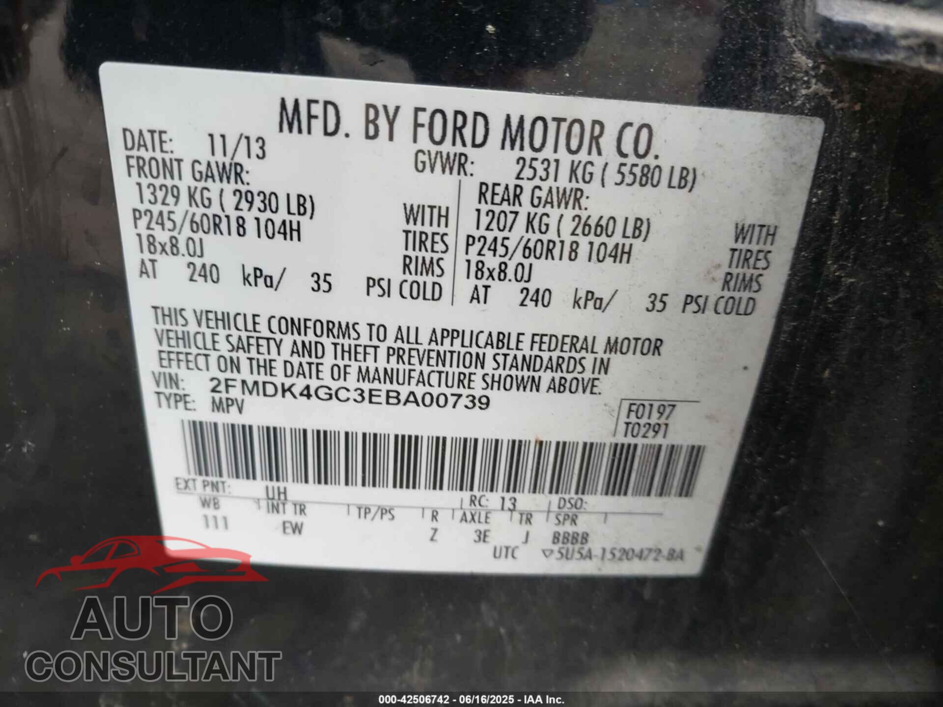 FORD EDGE 2014 - 2FMDK4GC3EBA00739