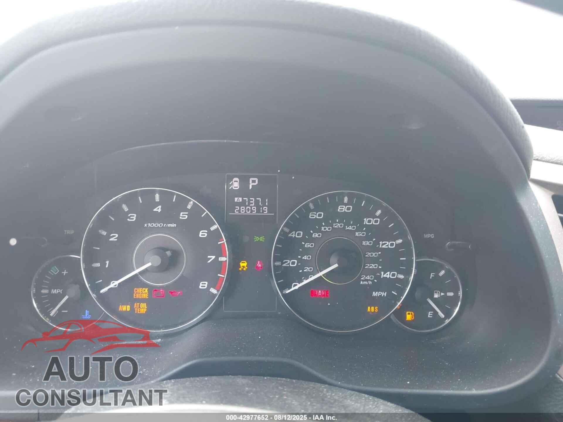SUBARU OUTBACK 2012 - 4S4BRCKCXC3251663
