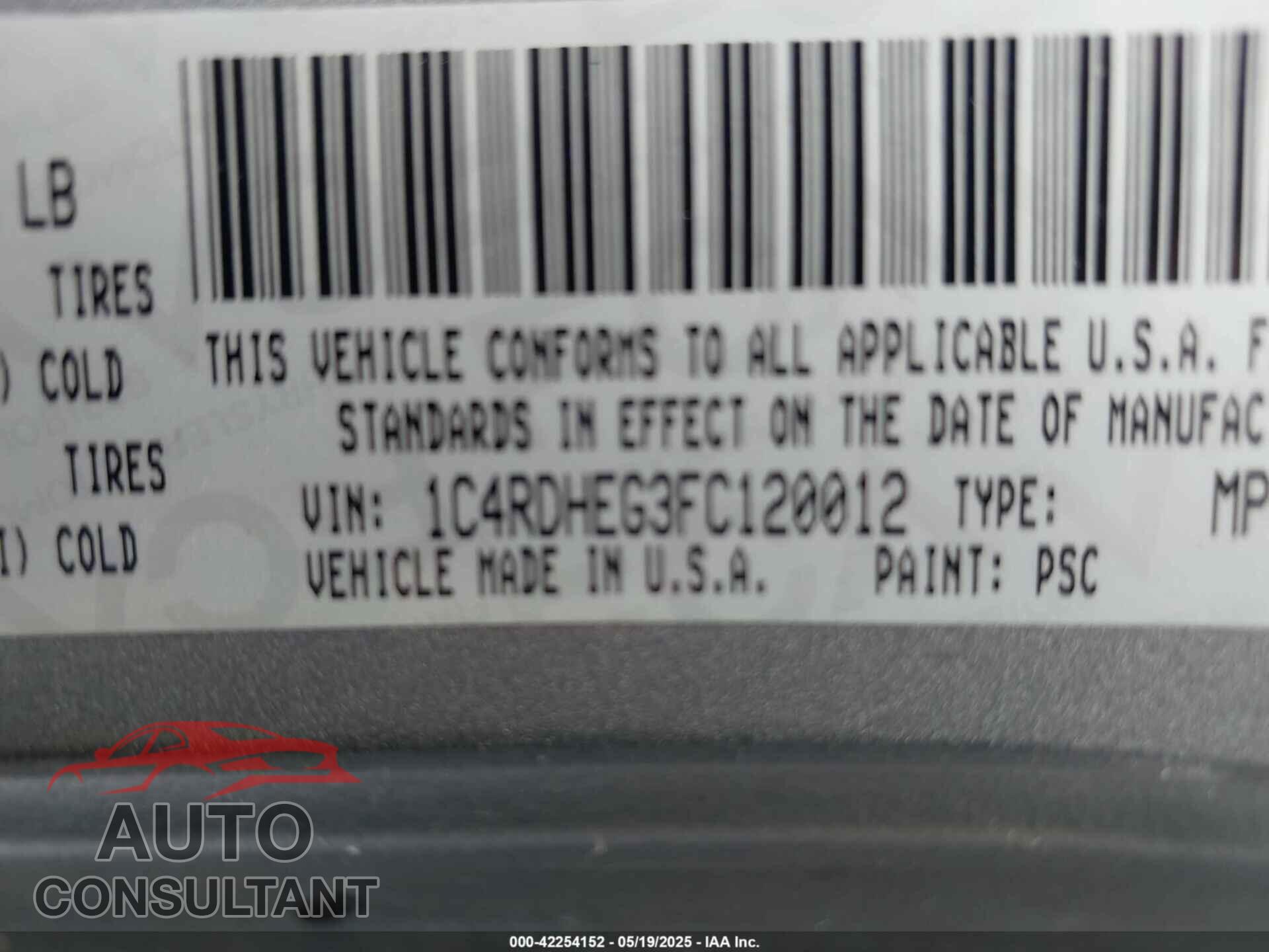 DODGE DURANGO 2015 - 1C4RDHEG3FC120012