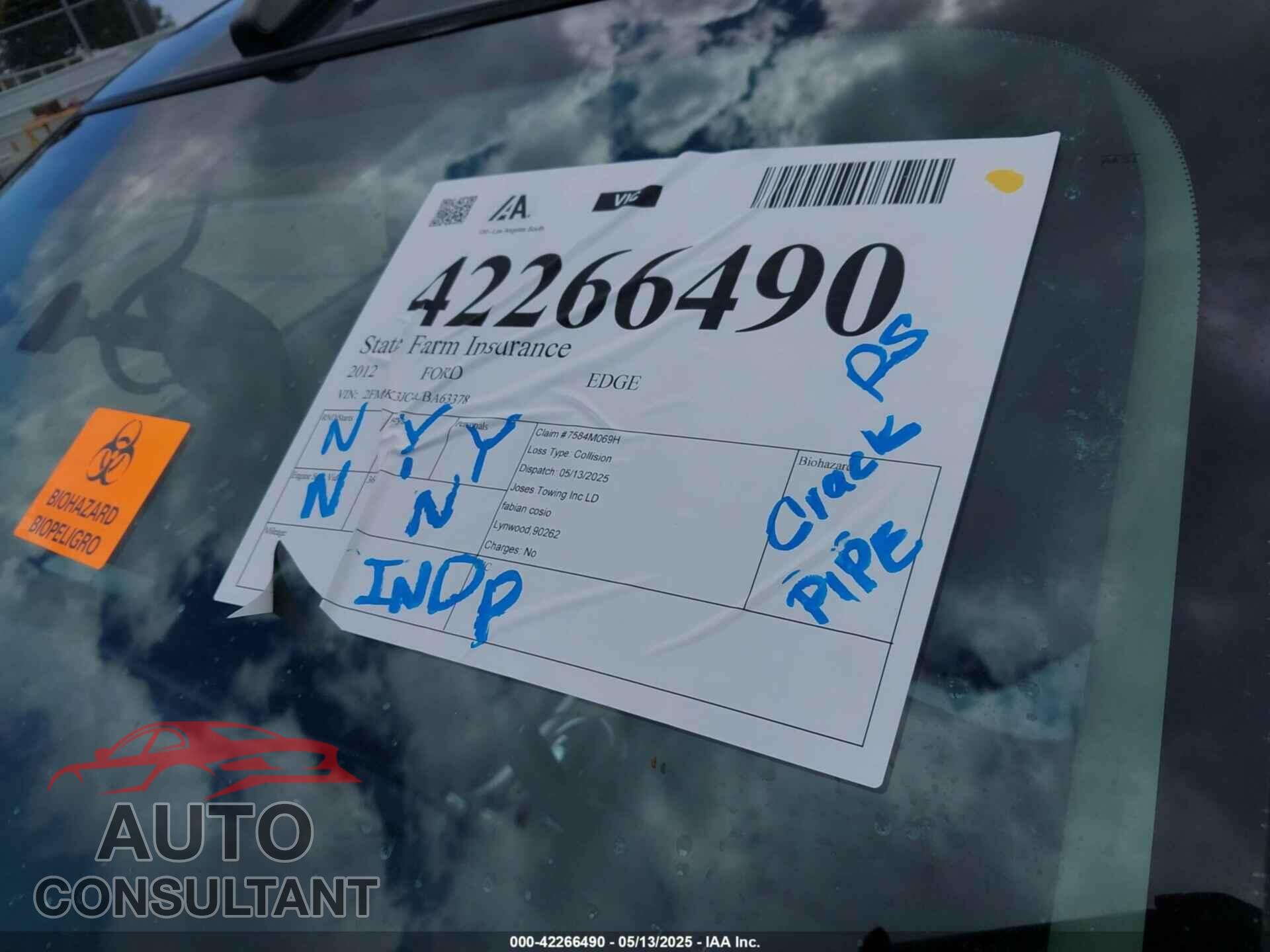 FORD EDGE 2012 - 2FMDK3JC4CBA63378