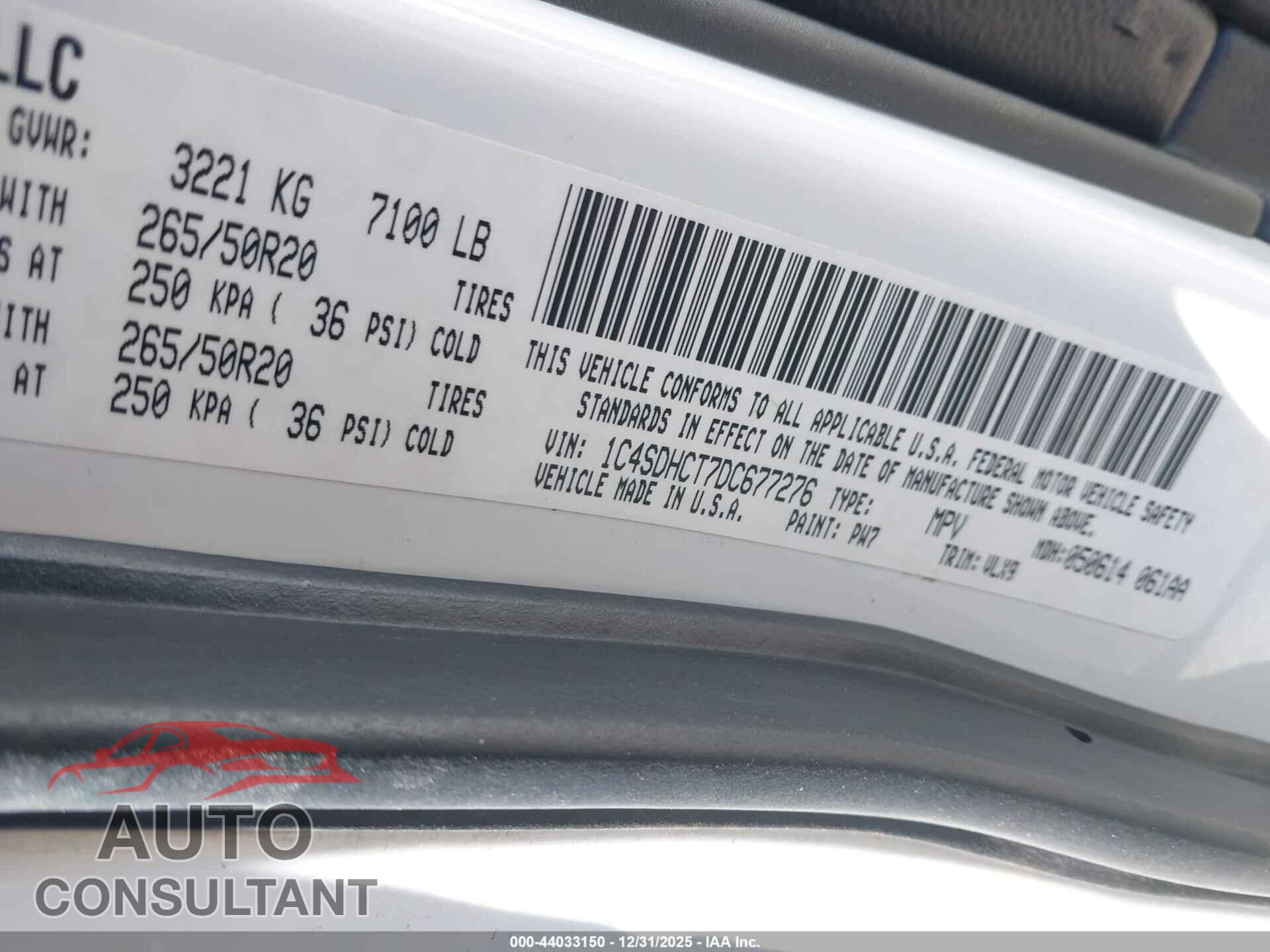 DODGE DURANGO 2013 - 1C4SDHCT7DC677276