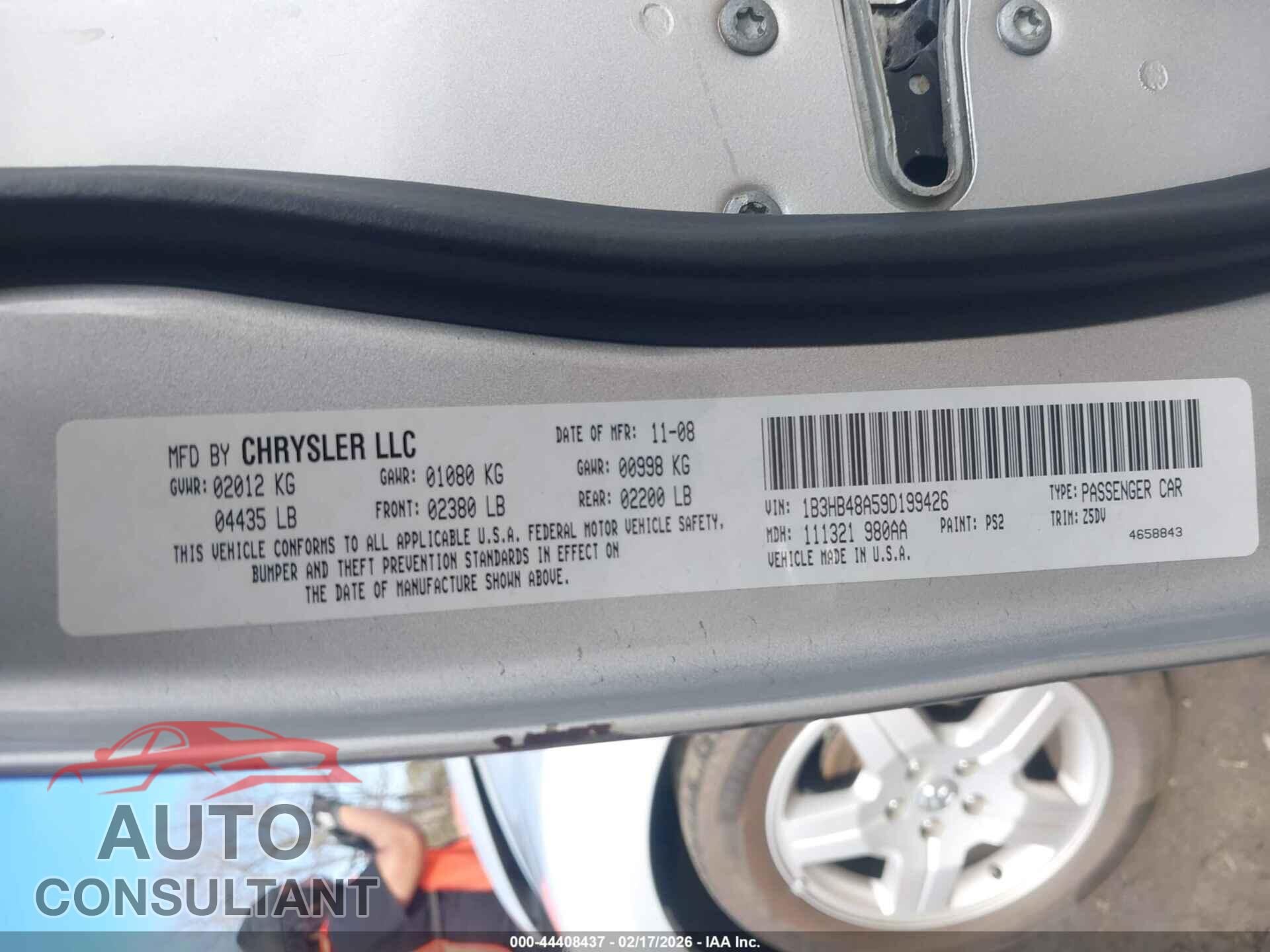 DODGE CALIBER 2009 - 1B3HB48A59D199426