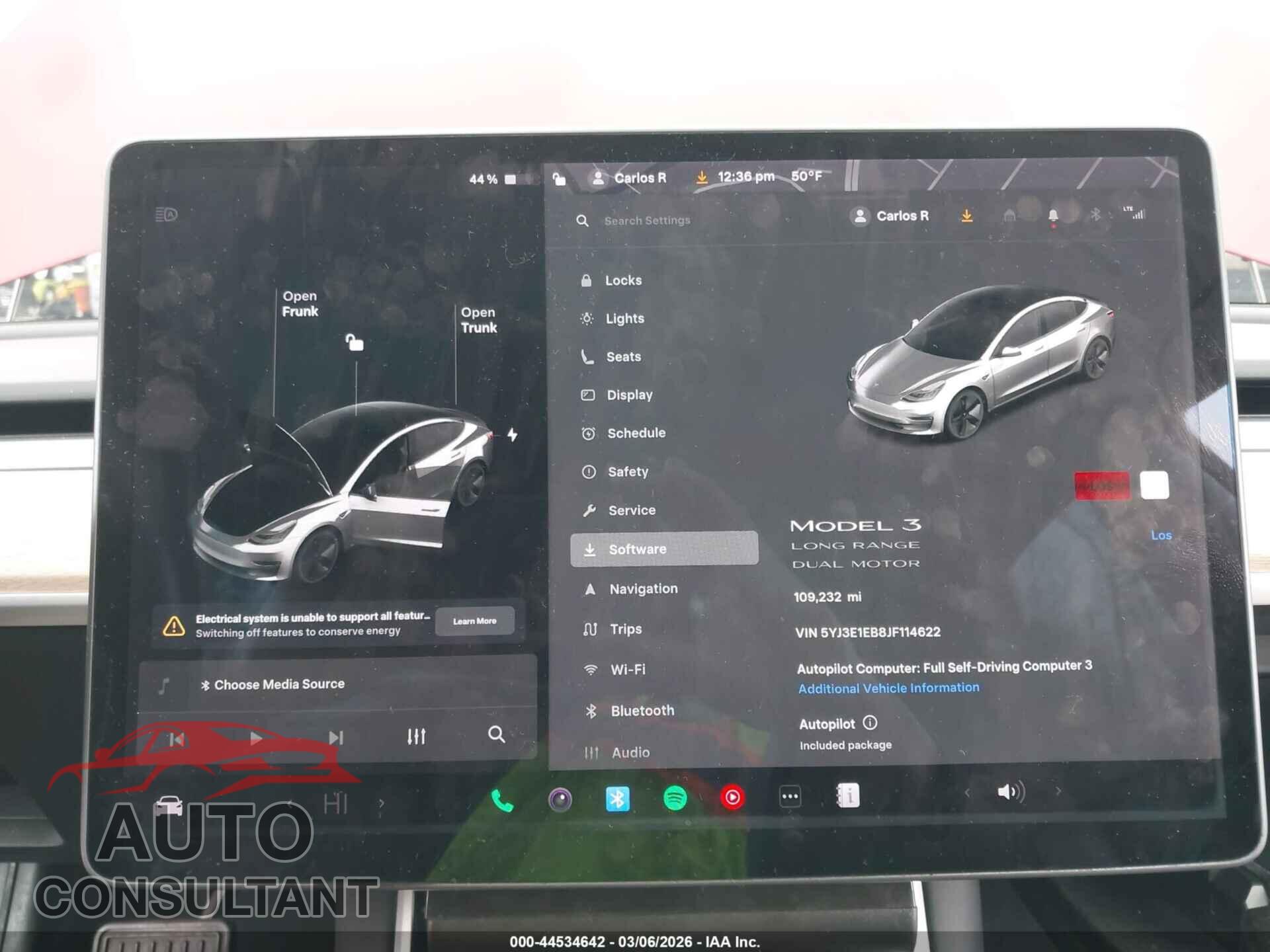 TESLA MODEL 3 2018 - 5YJ3E1EB8JF114622