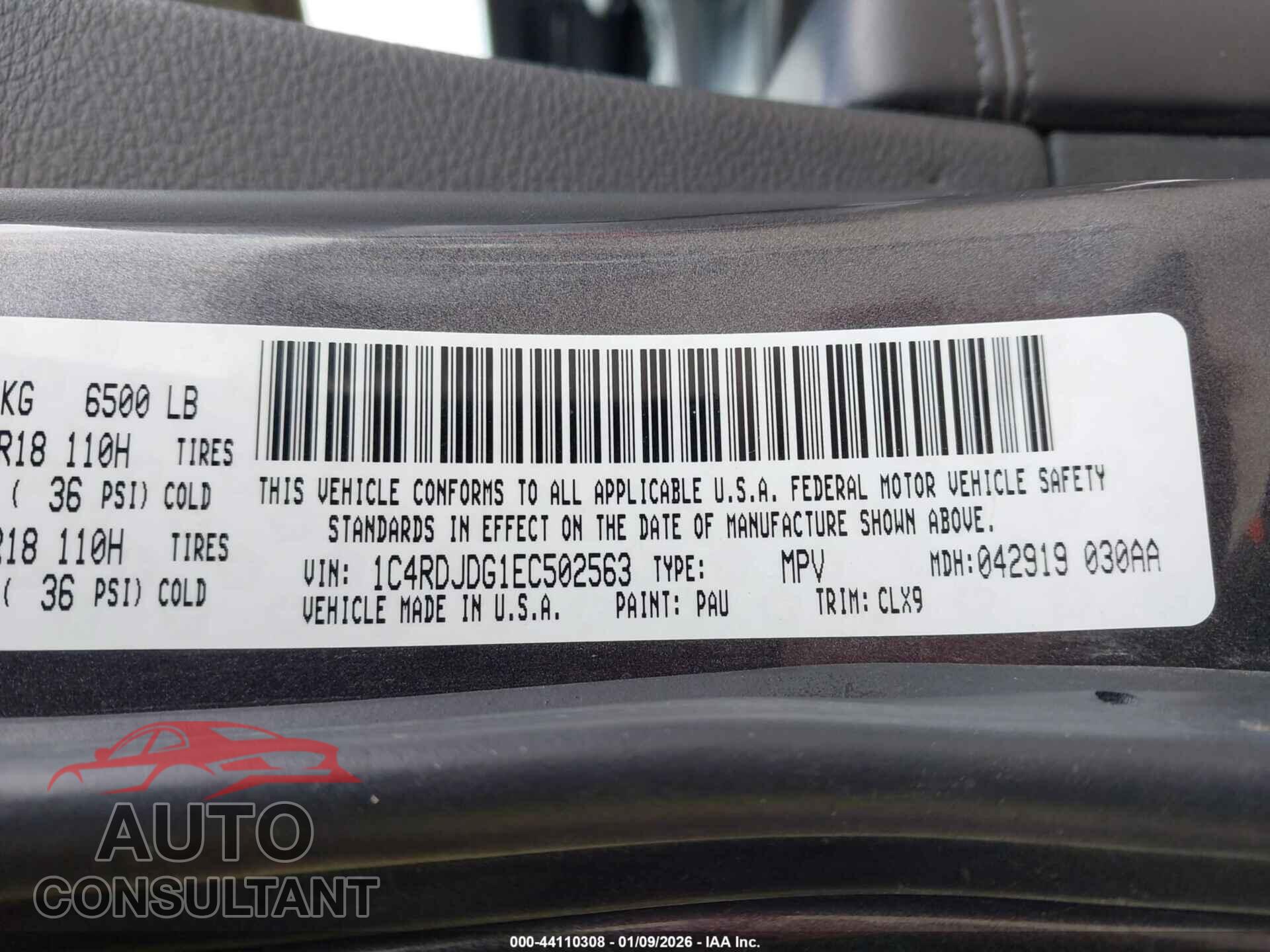 DODGE DURANGO 2014 - 1C4RDJDG1EC502563