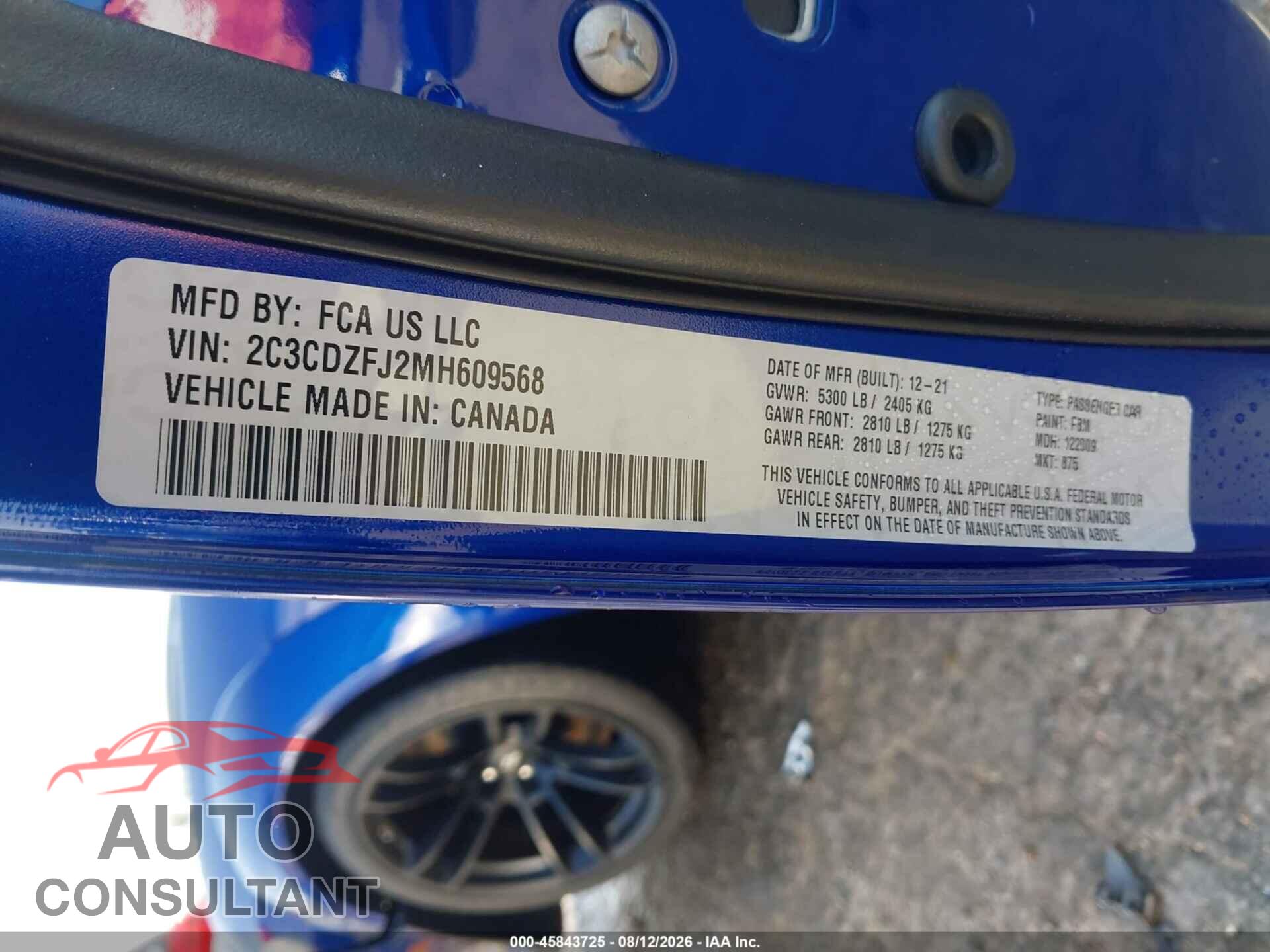 DODGE CHALLENGER 2021 - 2C3CDZFJ2MH609568