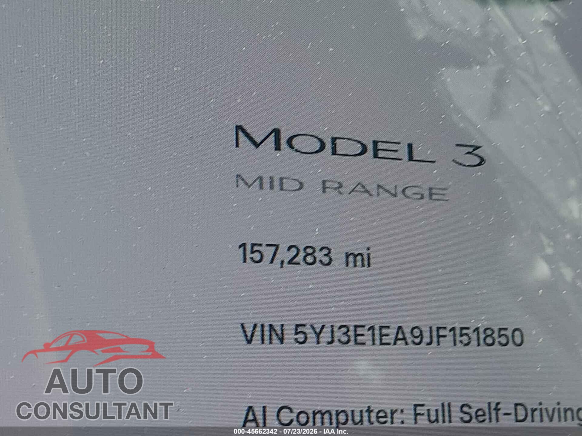 TESLA MODEL 3 2018 - 5YJ3E1EA9JF151850