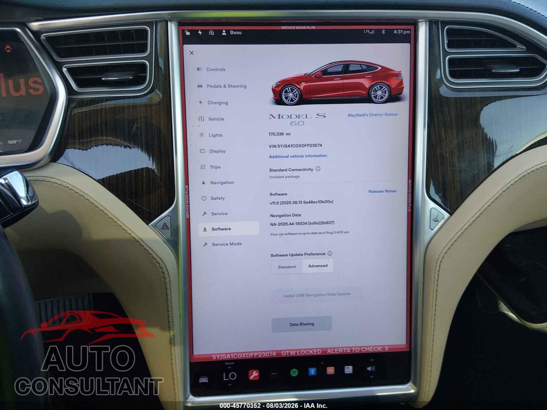 TESLA MODEL S 2013 - 5YJSA1CGXDFP23074