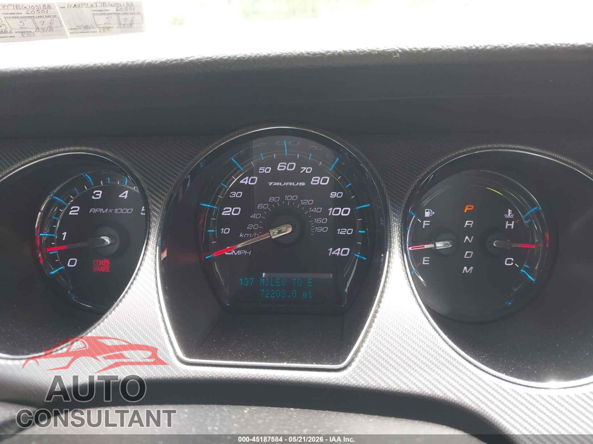 FORD TAURUS 2011 - 1FAHP2KT7BG103188