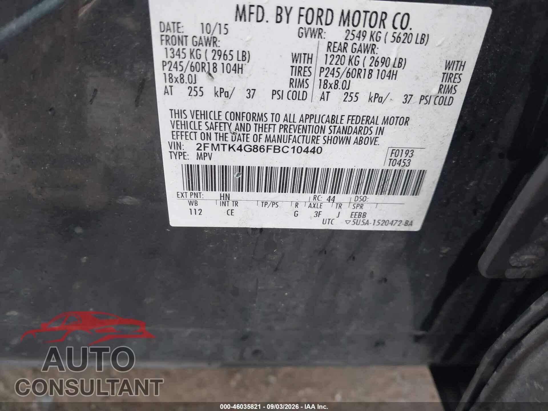 FORD EDGE 2015 - 2FMTK4G86FBC10440