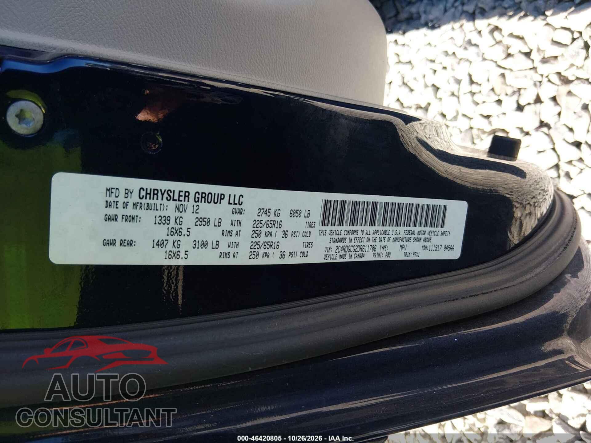 DODGE GRAND CARAVAN 2013 - 2C4RDGCG2DR611706