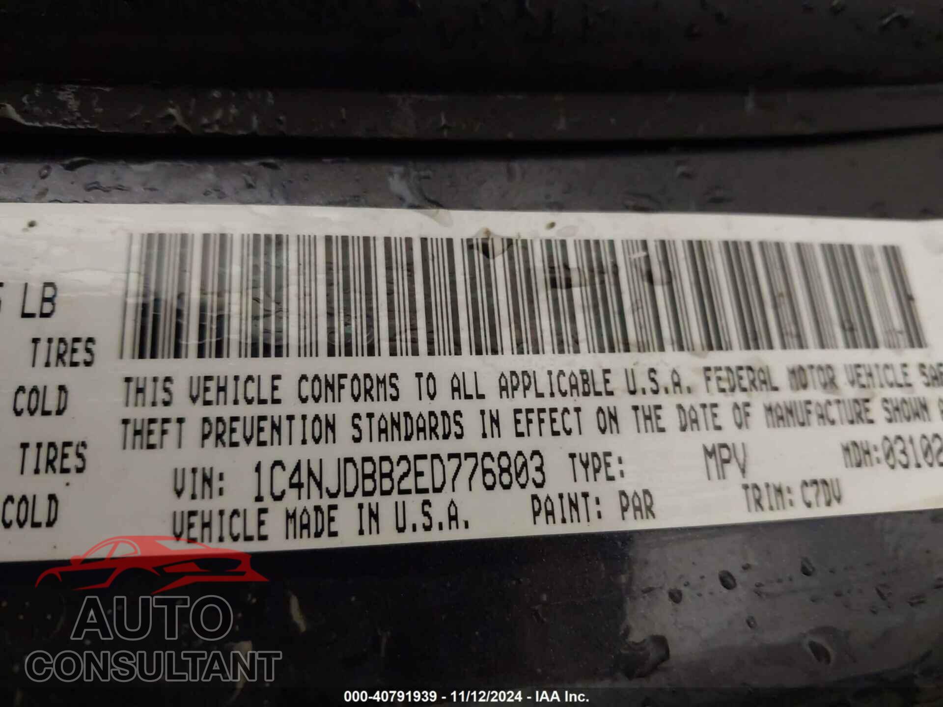 JEEP COMPASS 2014 - 1C4NJDBB2ED776803