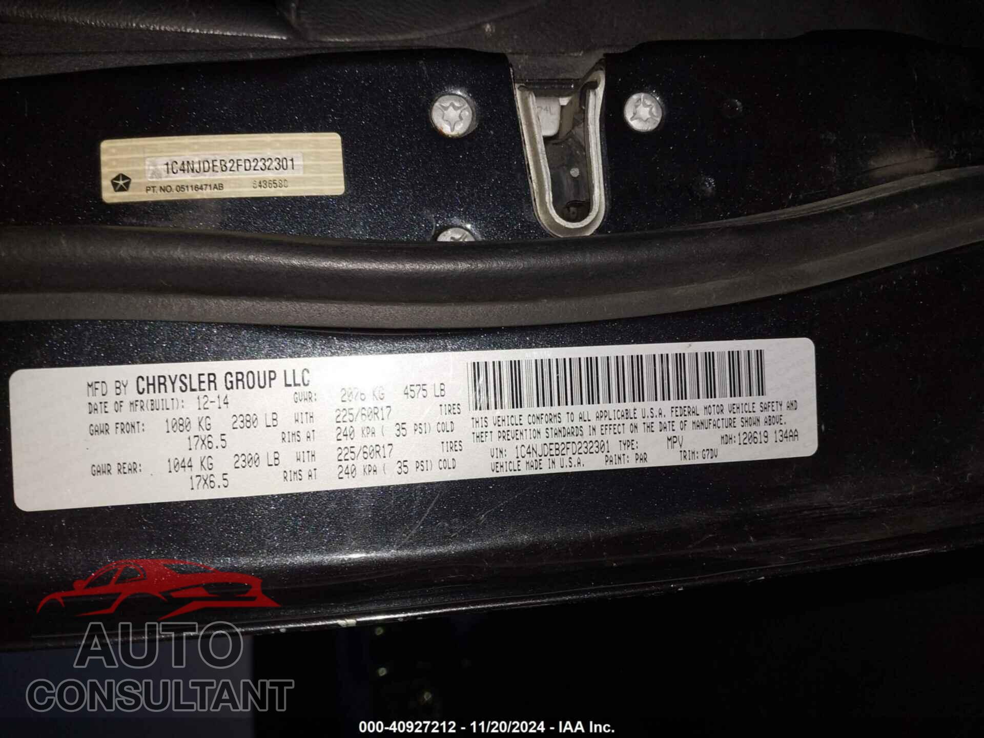 JEEP COMPASS 2015 - 1C4NJDEB2FD232301