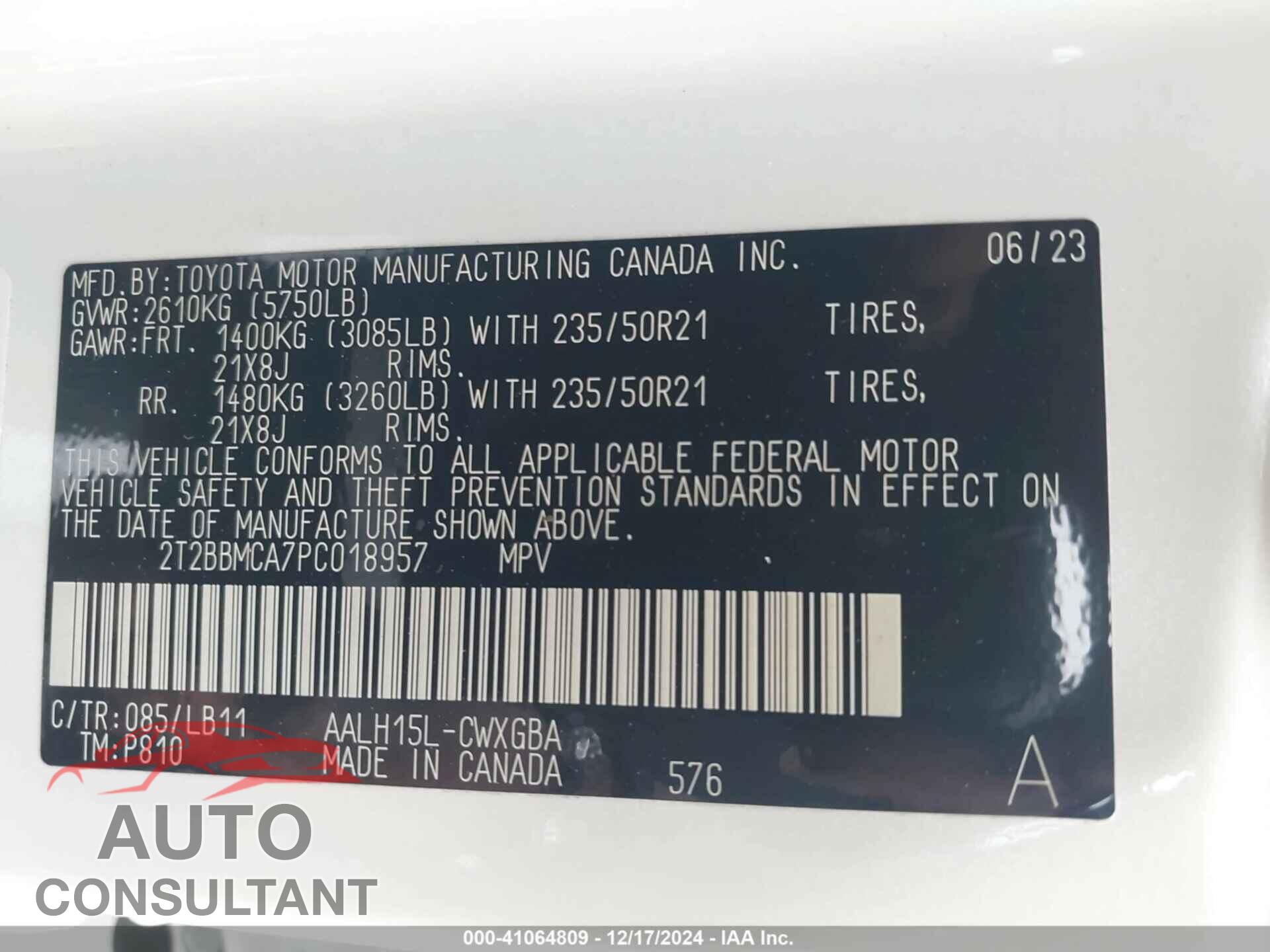 LEXUS RX 2023 - 2T2BBMCA7PC018957