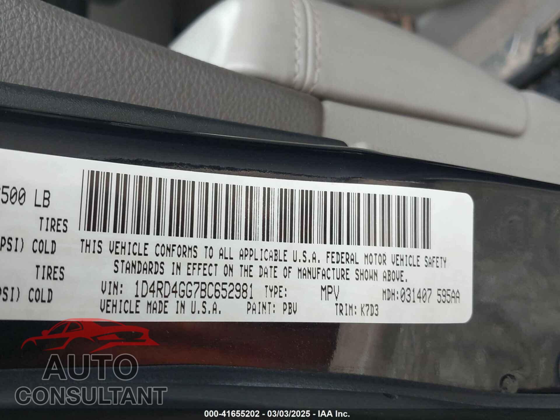 DODGE DURANGO 2011 - 1D4RD4GG7BC652981