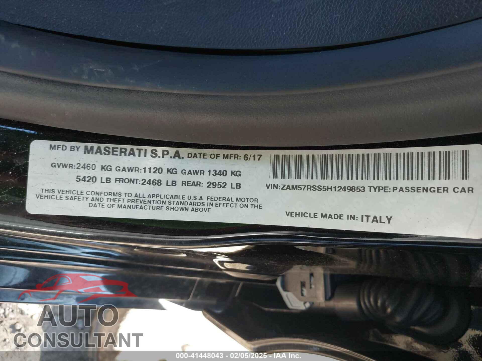 MASERATI GHIBLI 2017 - ZAM57RSS5H1249853