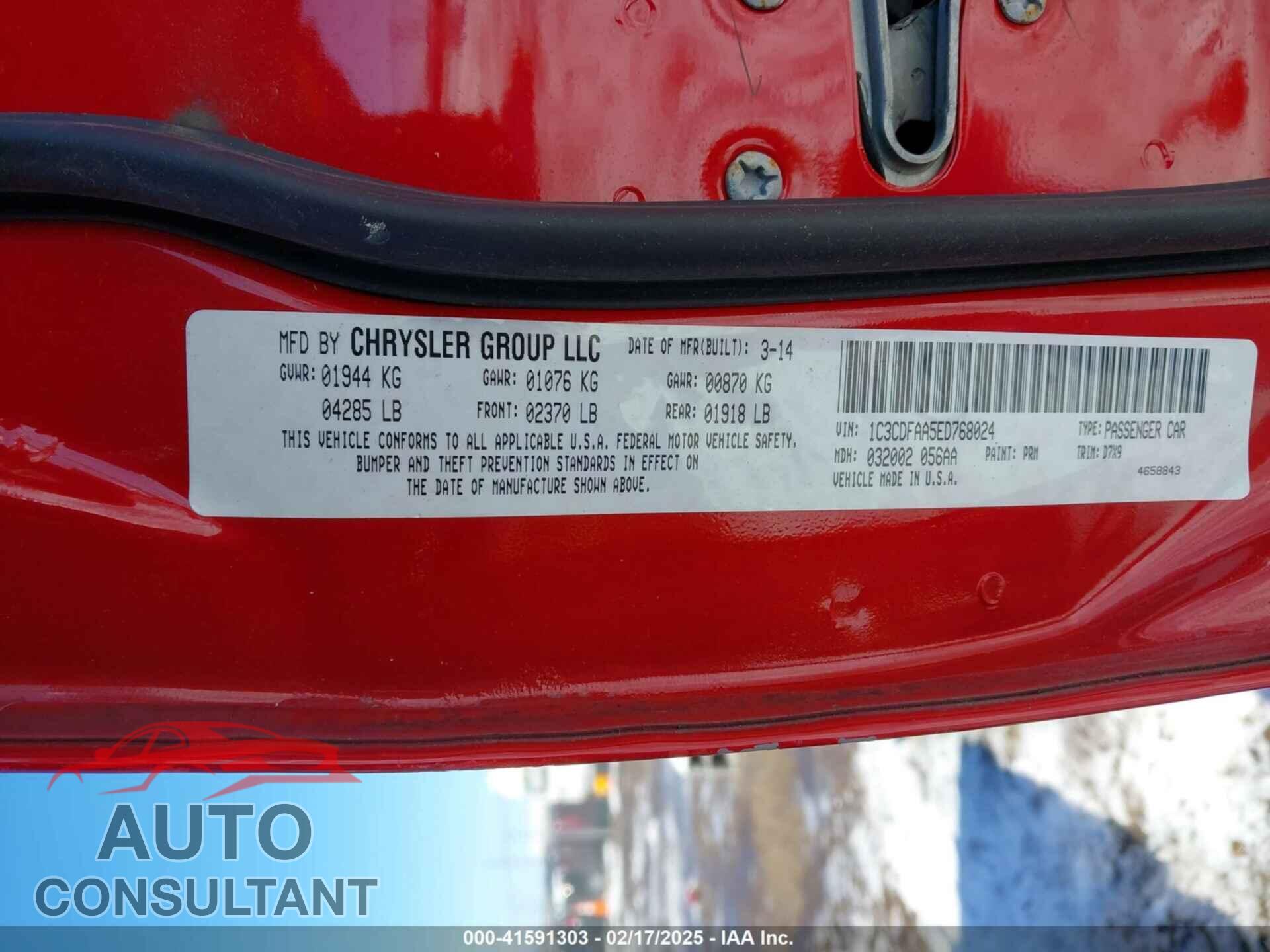 DODGE DART 2014 - 1C3CDFAA5ED768024