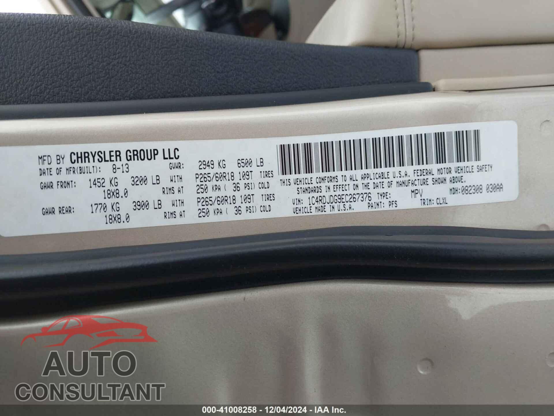 DODGE DURANGO 2014 - 1C4RDJDG9EC267376