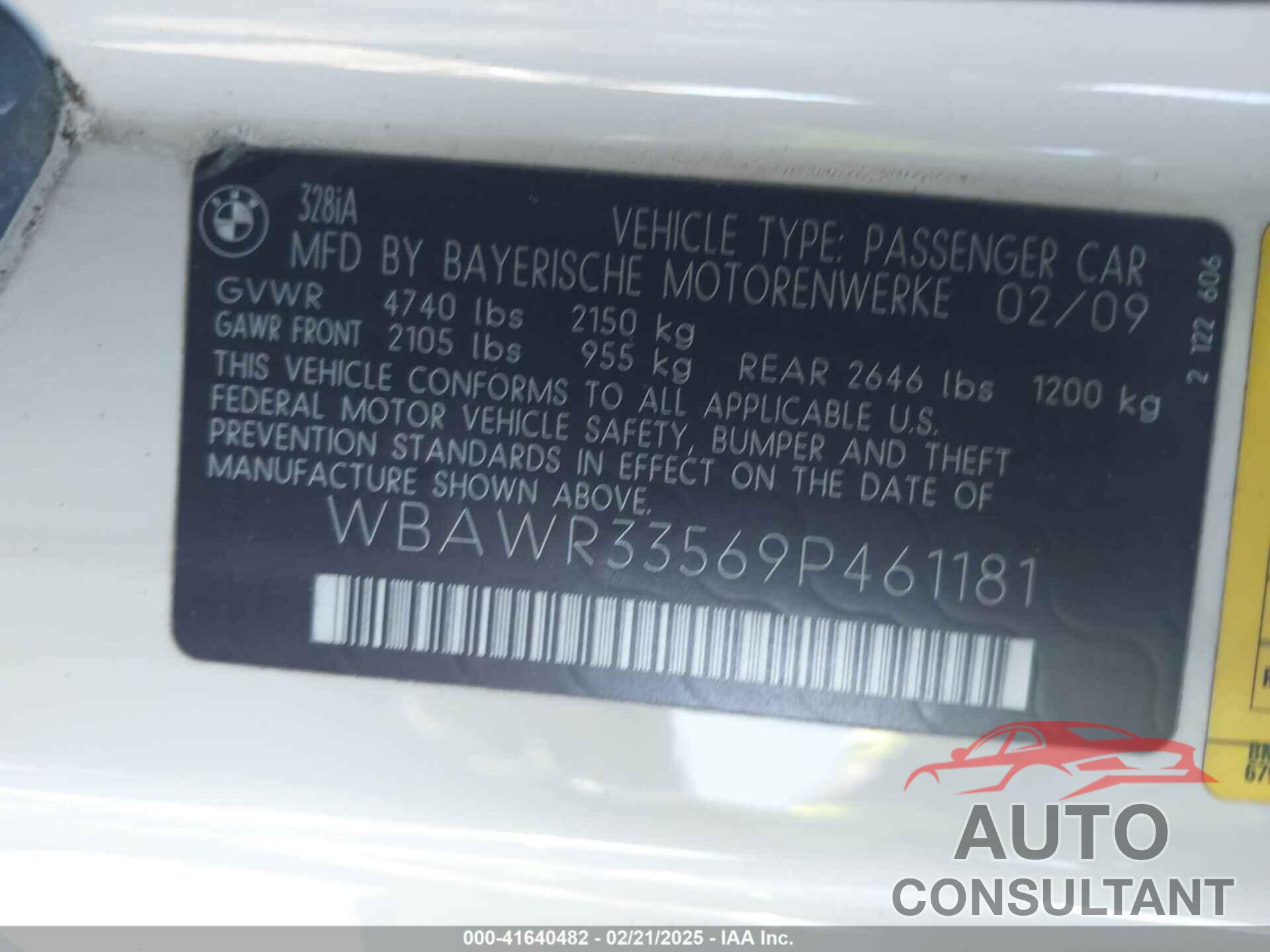 BMW 328I 2009 - WBAWR33569P461181