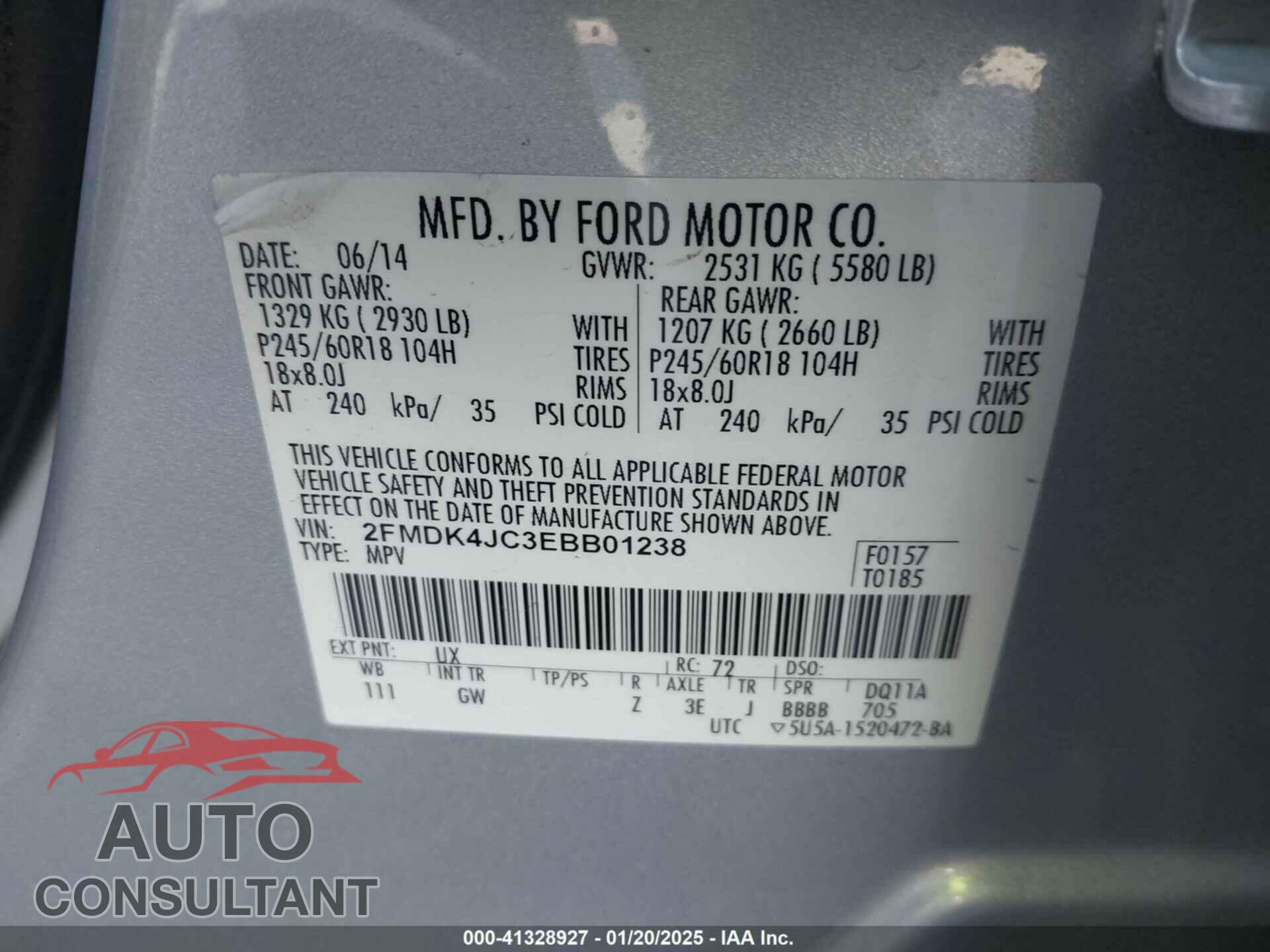 FORD EDGE 2014 - 2FMDK4JC3EBB01238