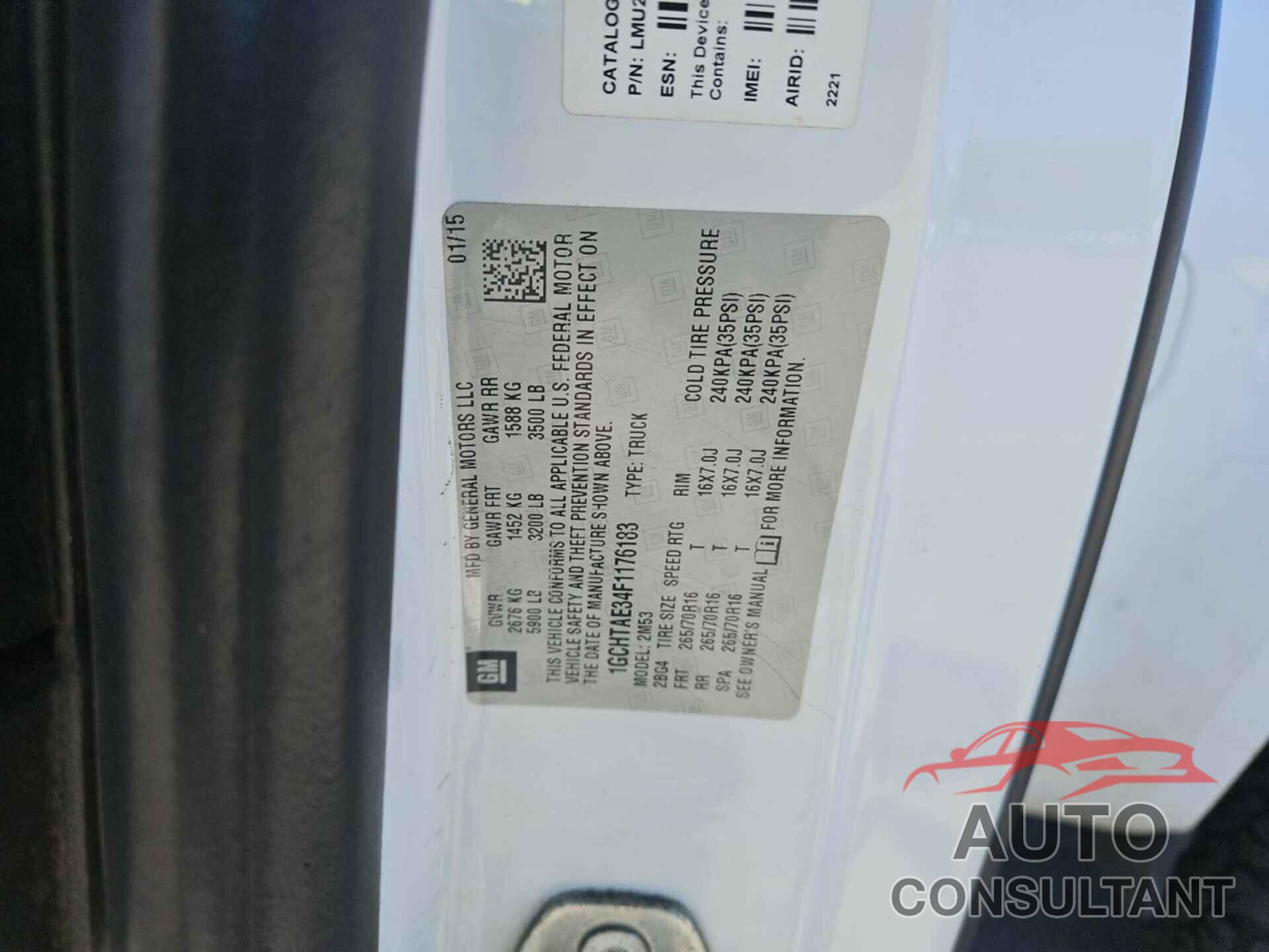CHEVROLET COLORADO 2015 - 1GCHTAE34F1176183