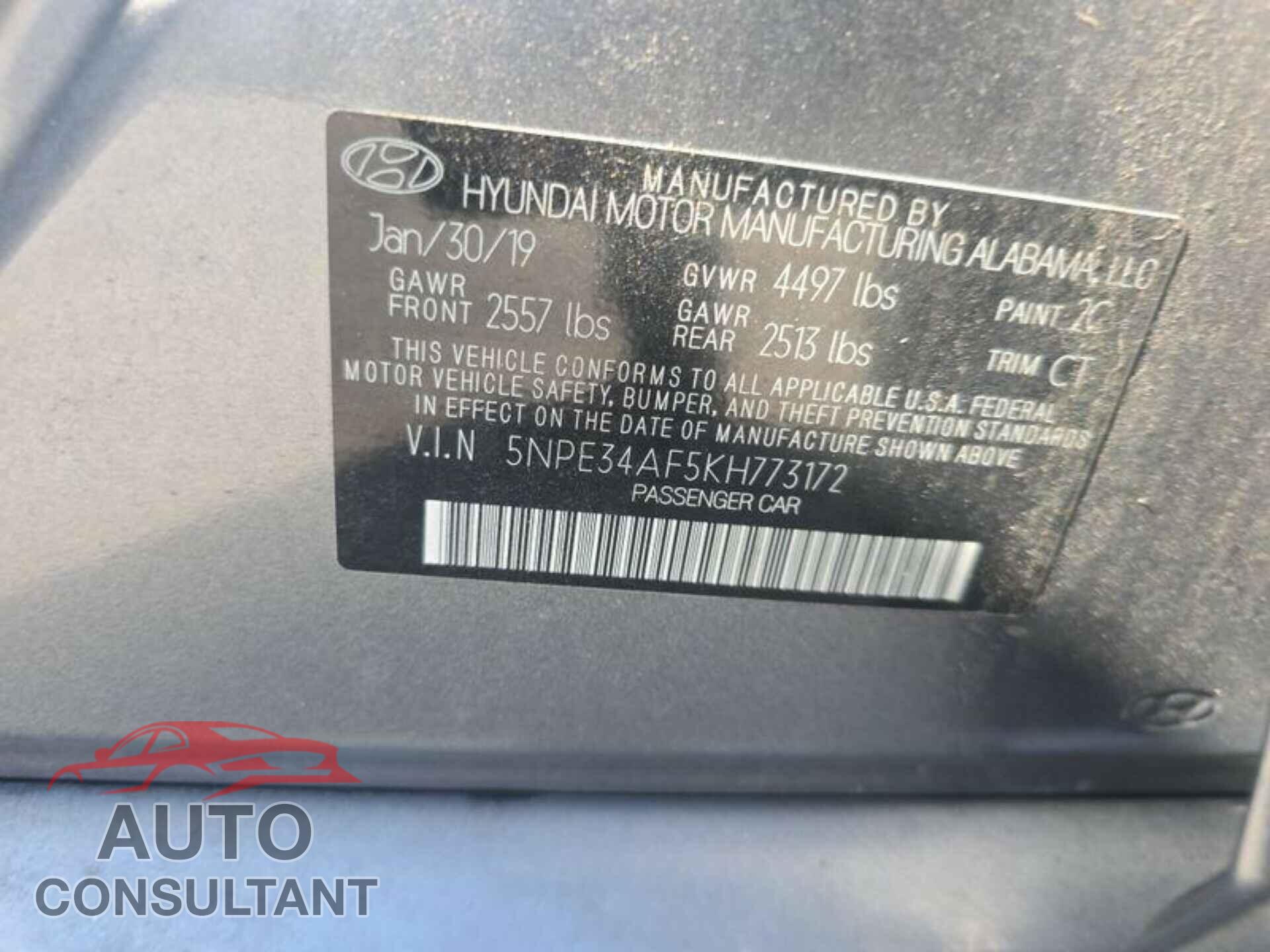 HYUNDAI SONATA 2019 - 5NPE34AF5KH773172
