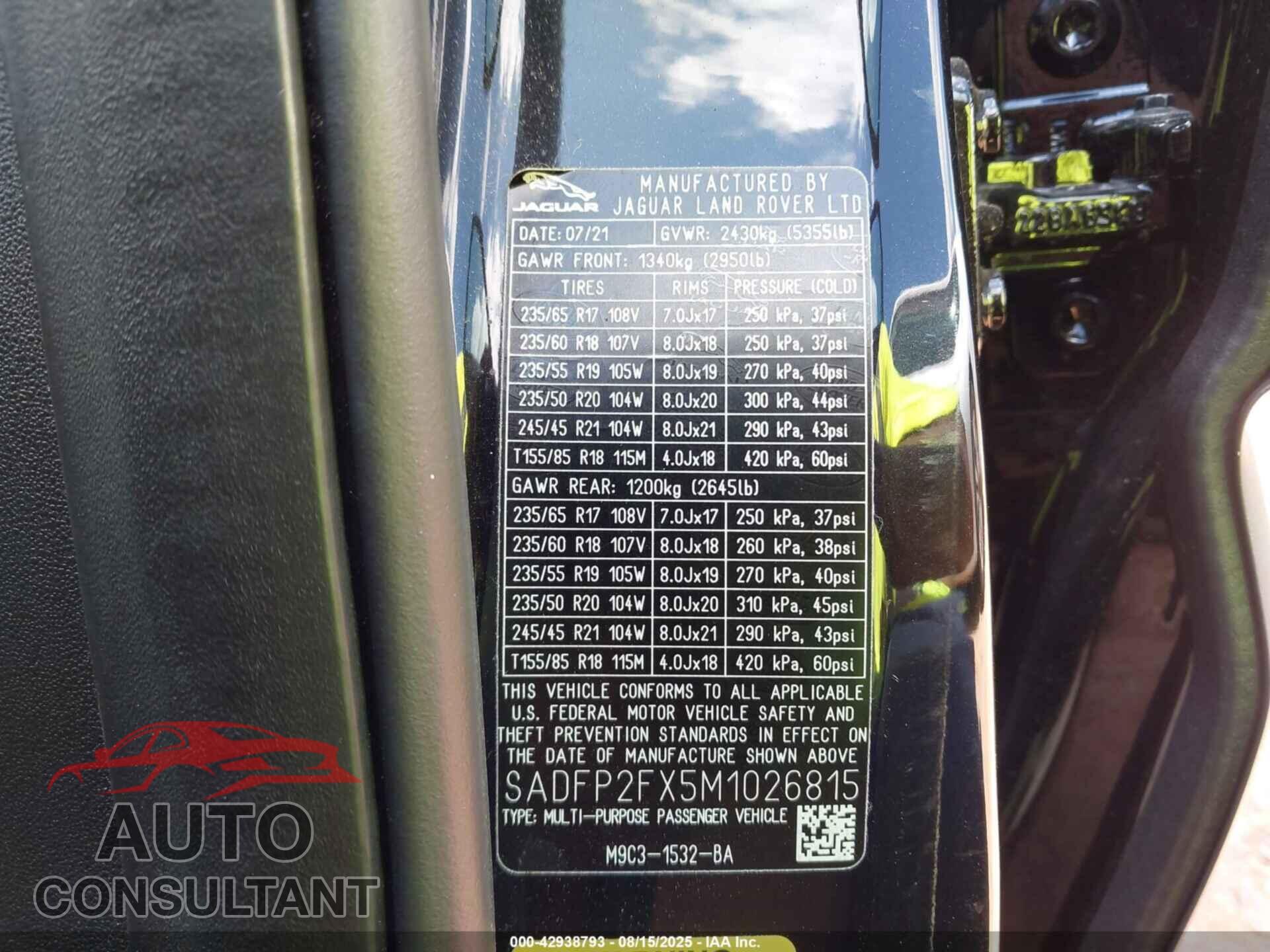 JAGUAR E-PACE 2021 - SADFP2FX5M1026815