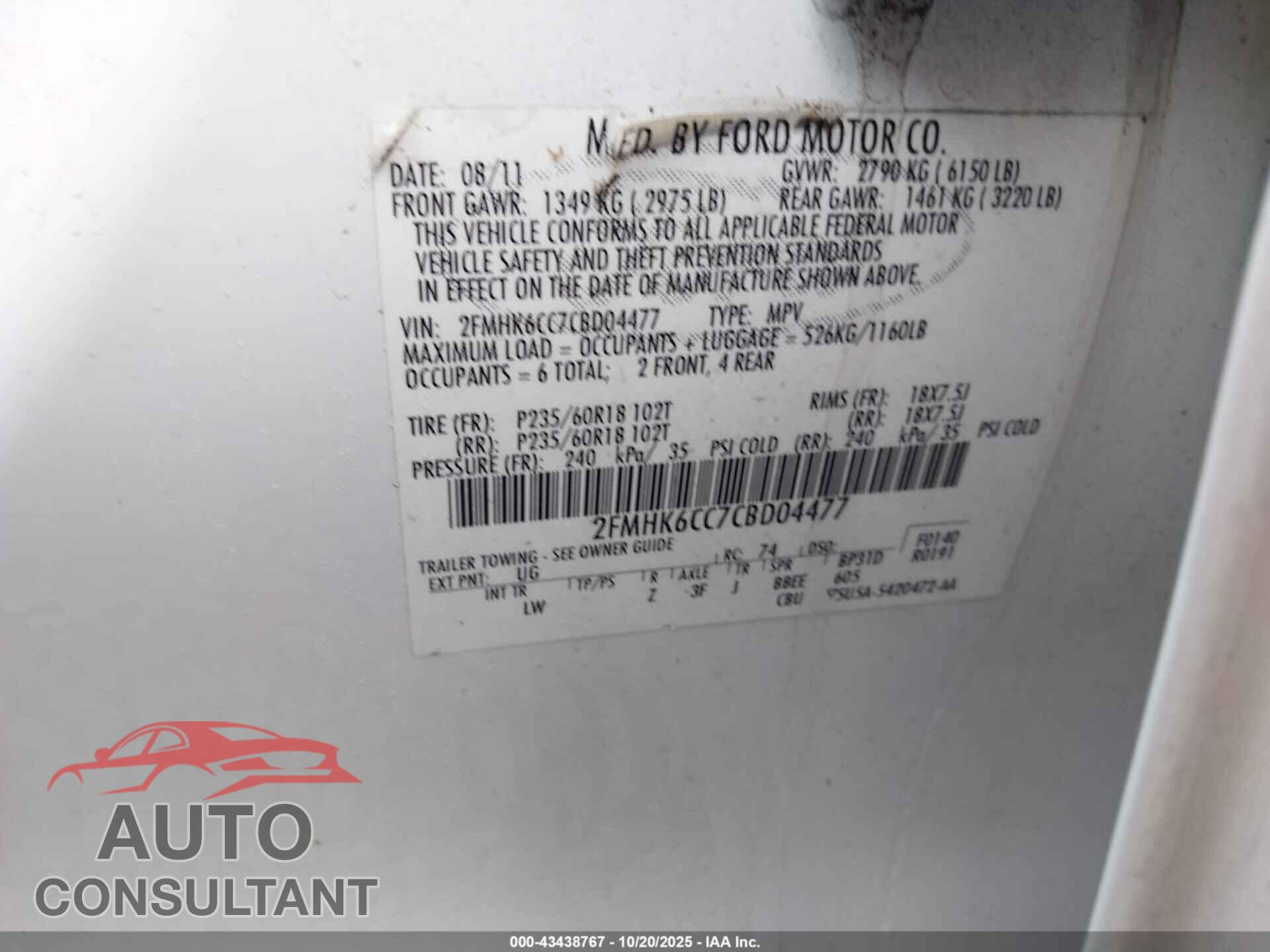 FORD FLEX 2012 - 2FMHK6CC7CBD04477