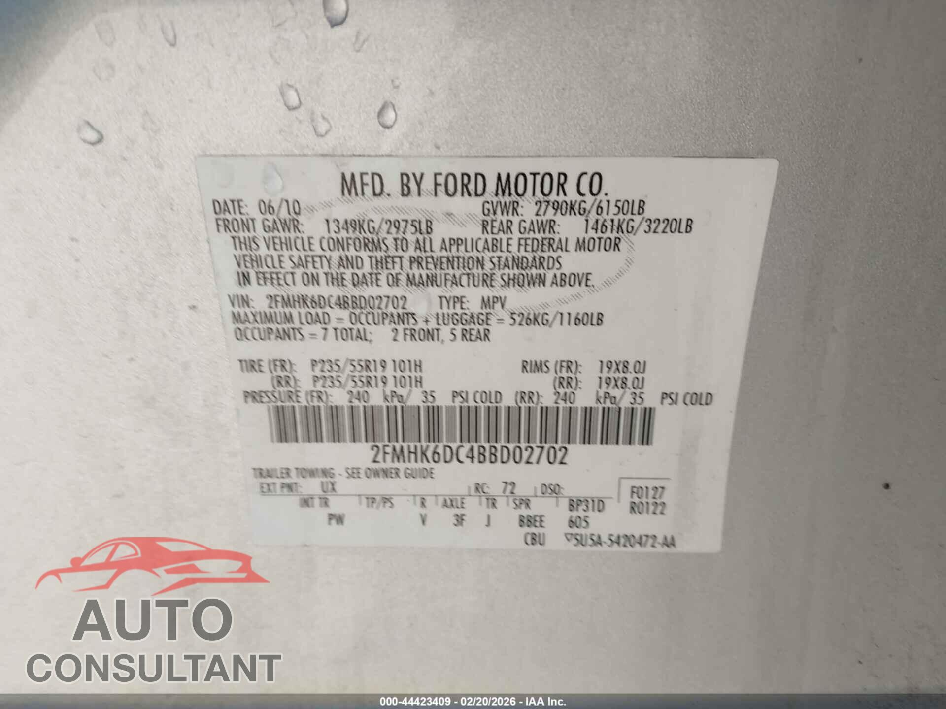 FORD FLEX 2011 - 2FMHK6DC4BBD02702