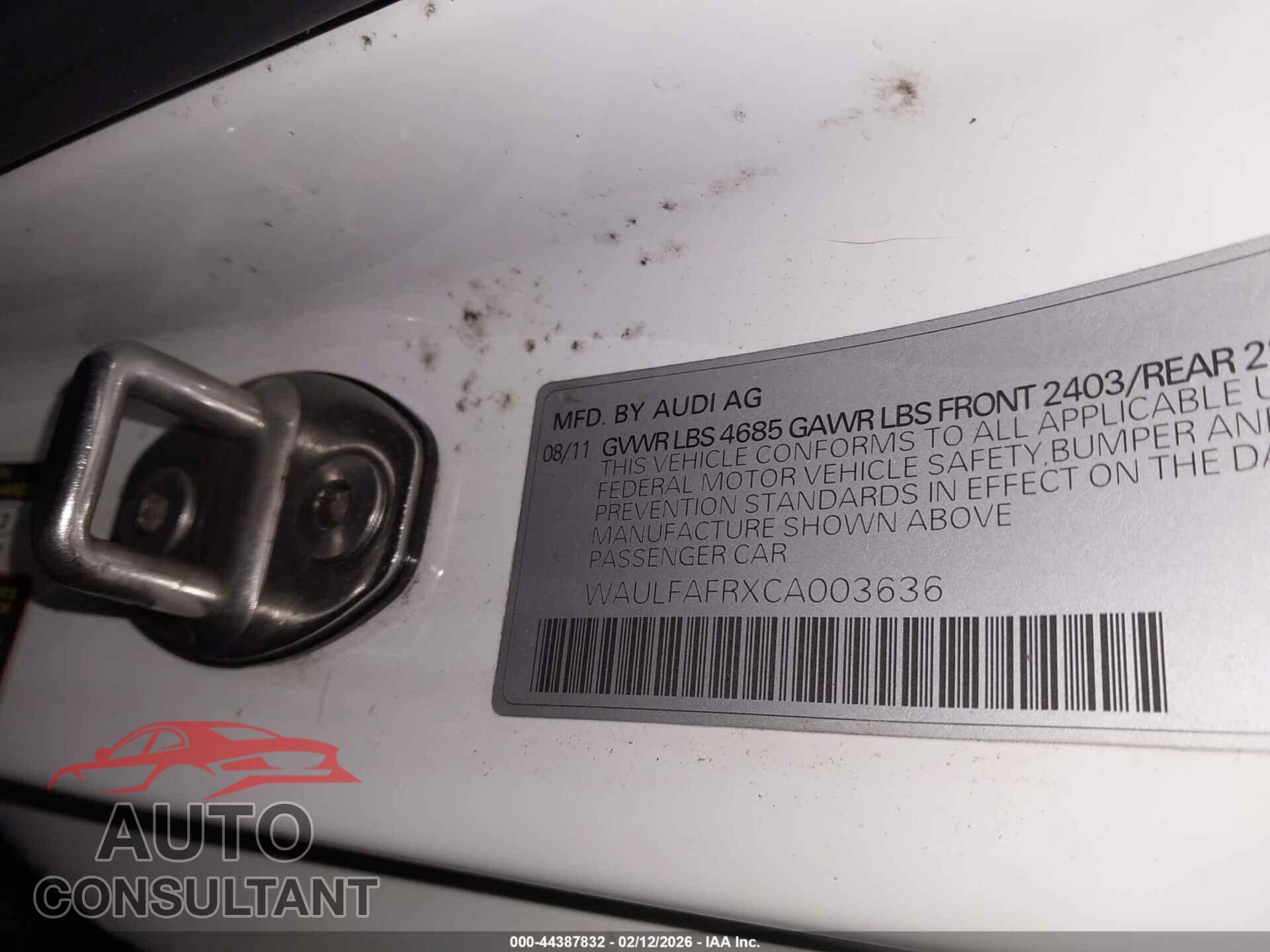 AUDI A5 2012 - WAULFAFRXCA003636