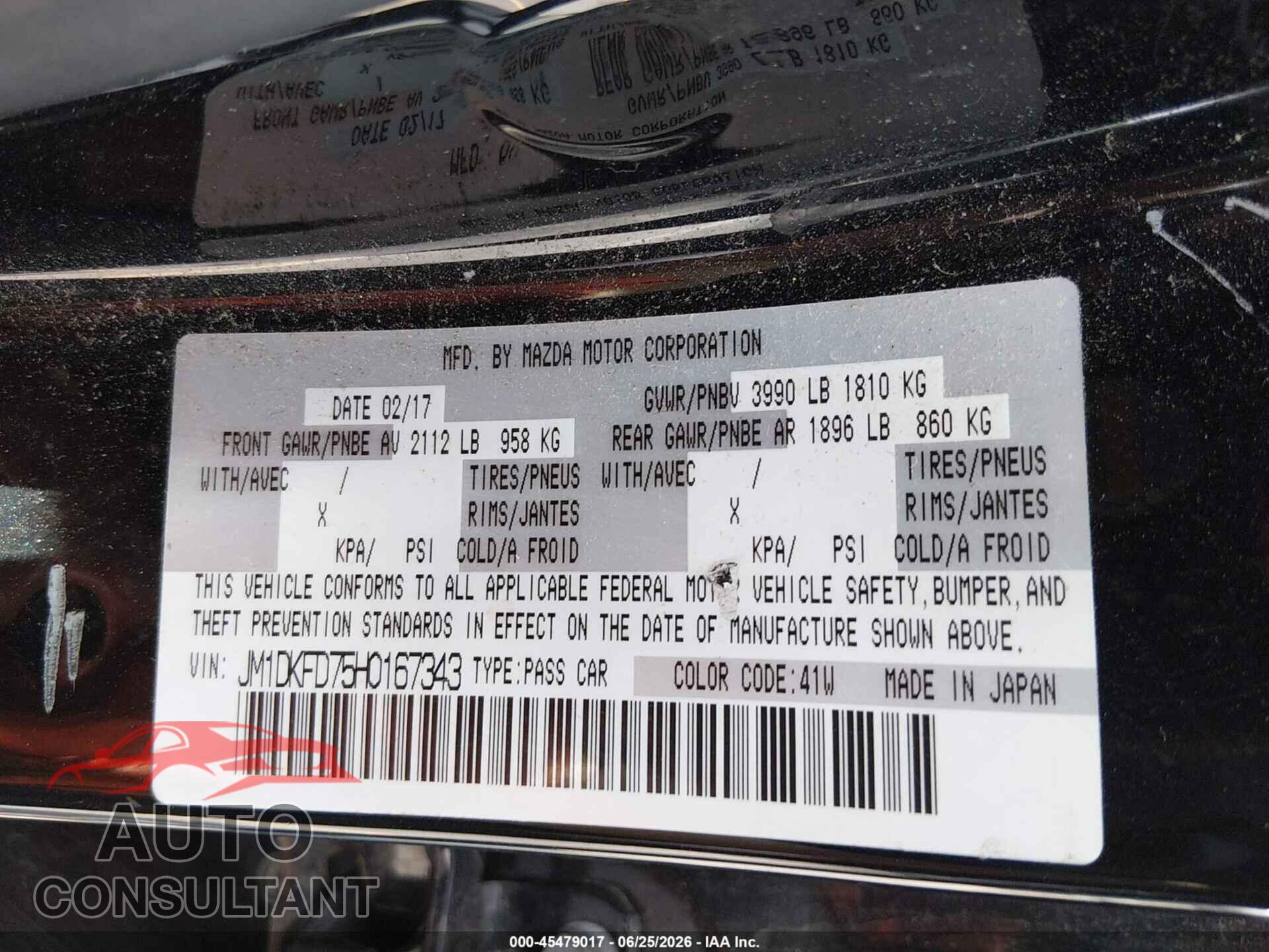 MAZDA CX-3 2017 - JM1DKFD75H0167343