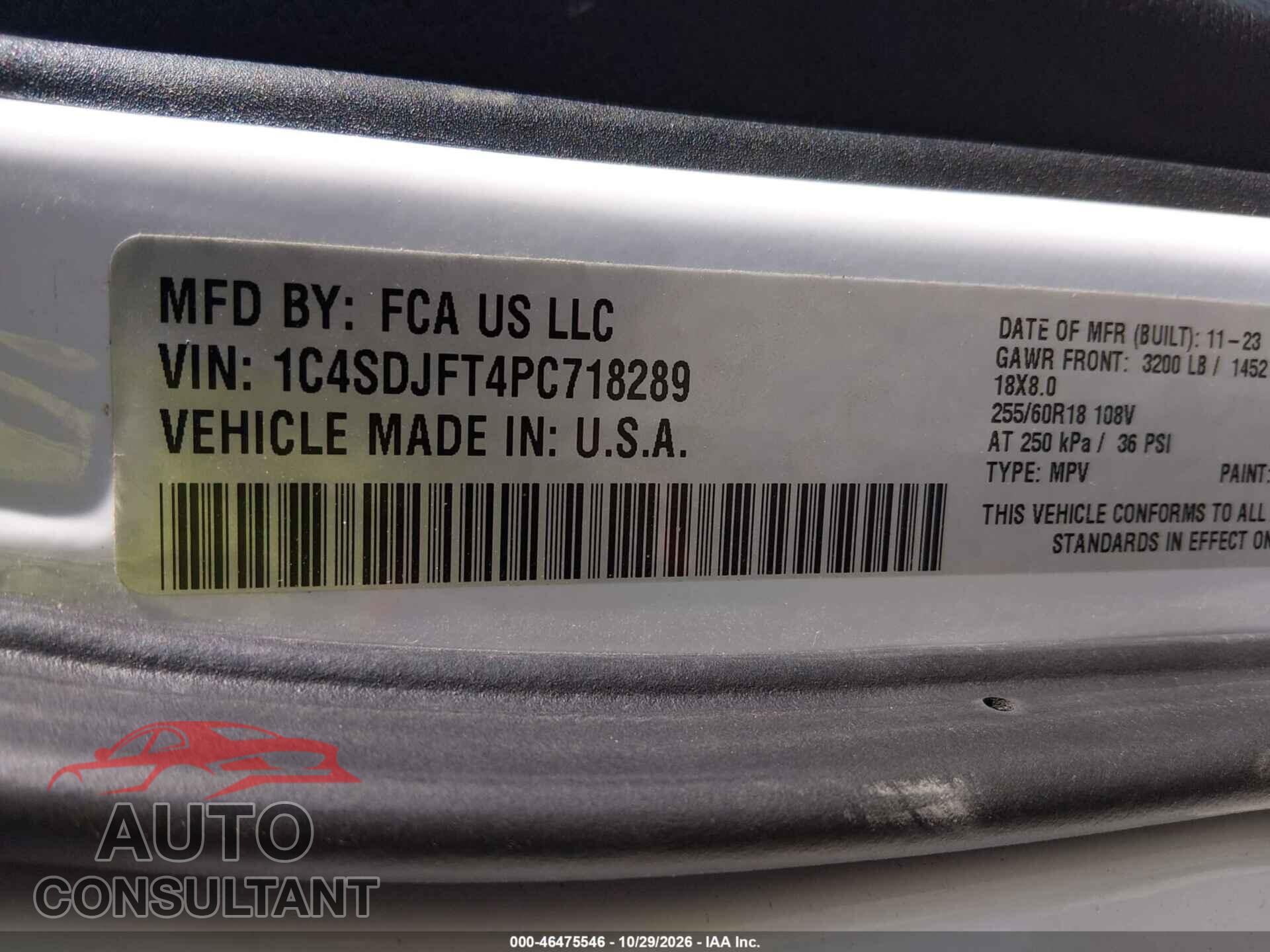 DODGE DURANGO 2023 - 1C4SDJFT4PC718289