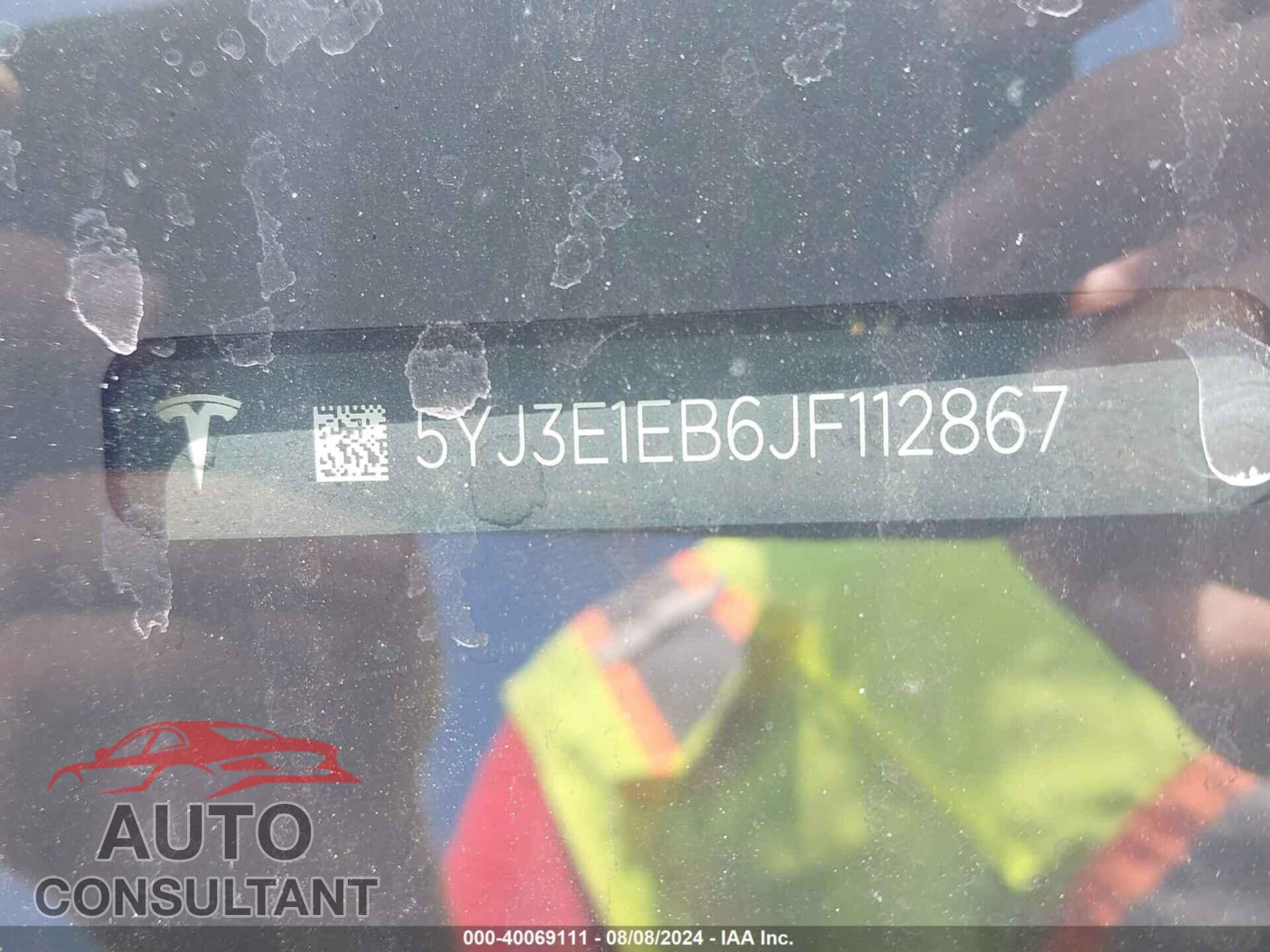 TESLA MODEL 3 2018 - 5YJ3E1EB6JF112867