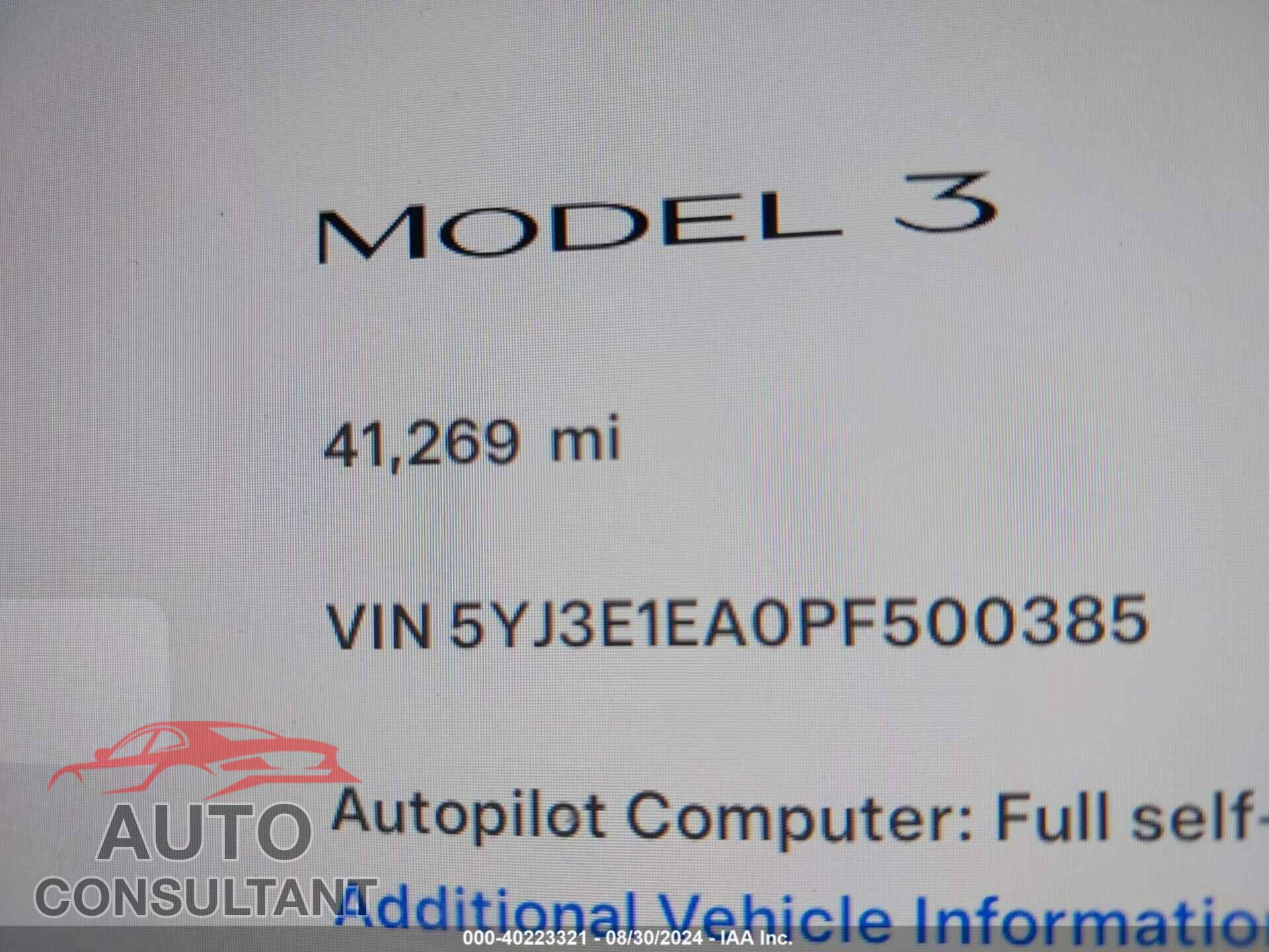 TESLA MODEL 3 2023 - 5YJ3E1EA0PF500385