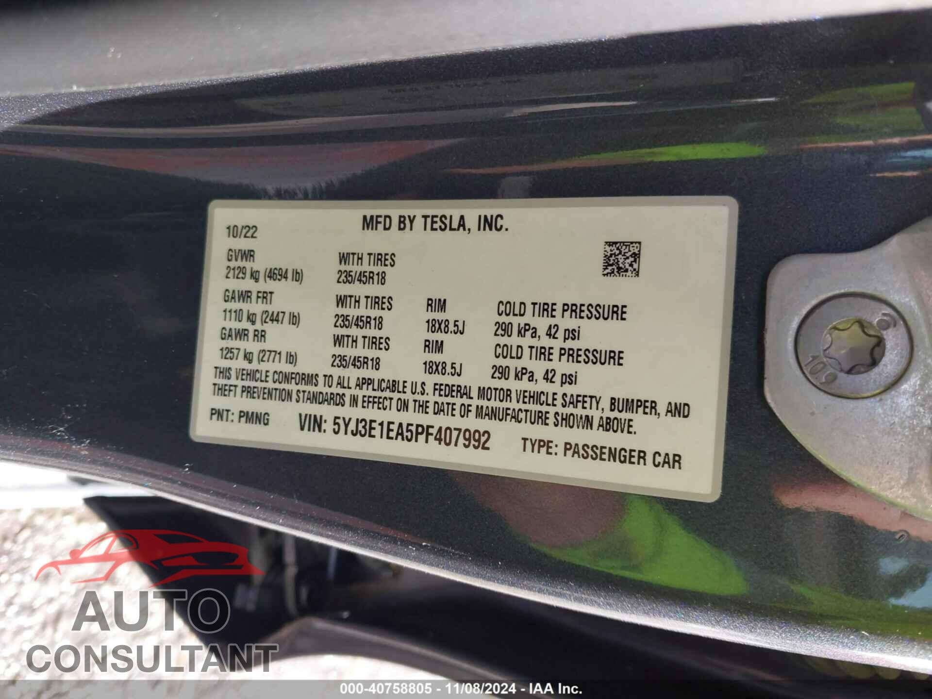 TESLA MODEL 3 2023 - 5YJ3E1EA5PF407992
