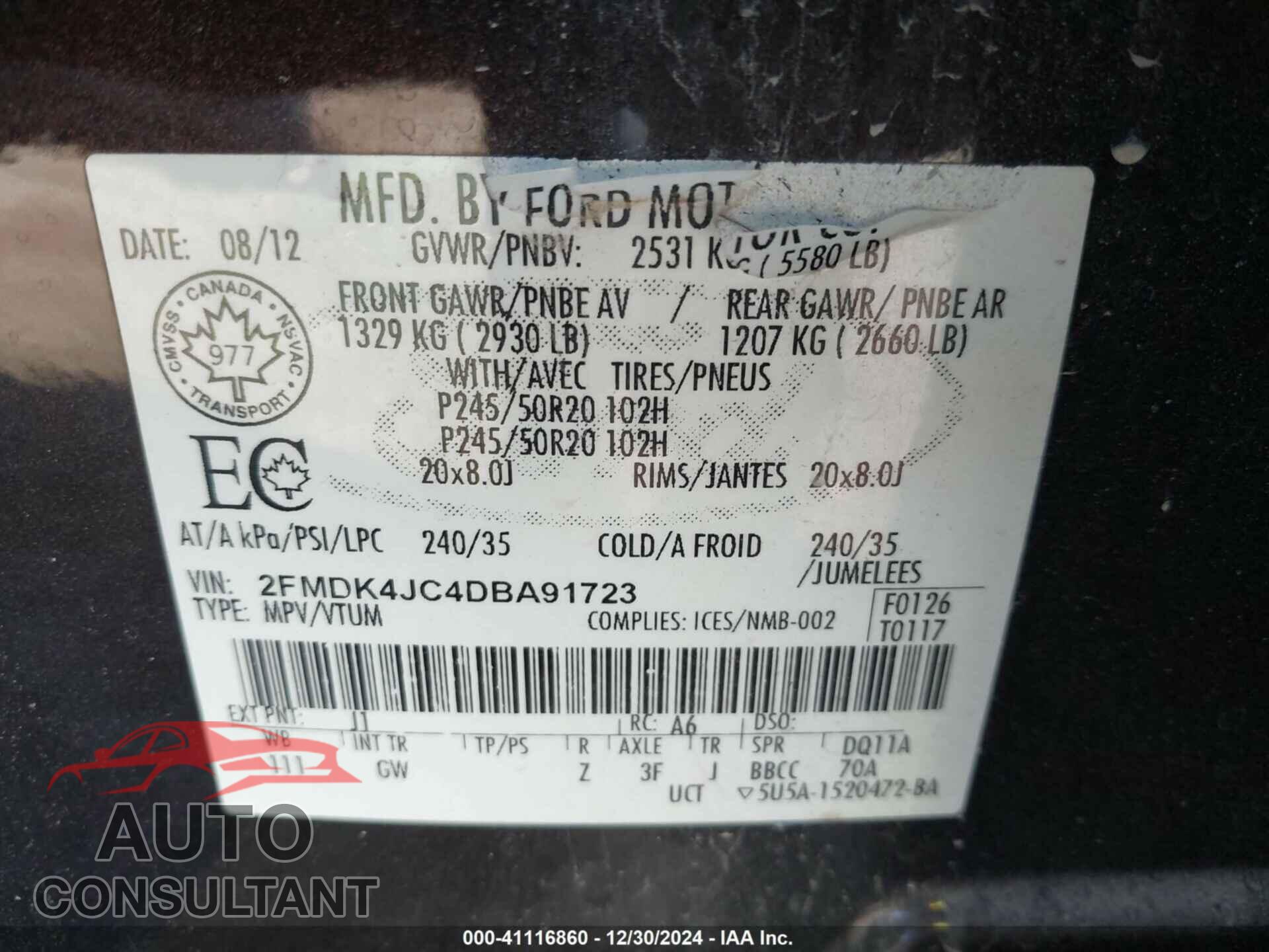 FORD EDGE 2013 - 2FMDK4JC4DBA91723
