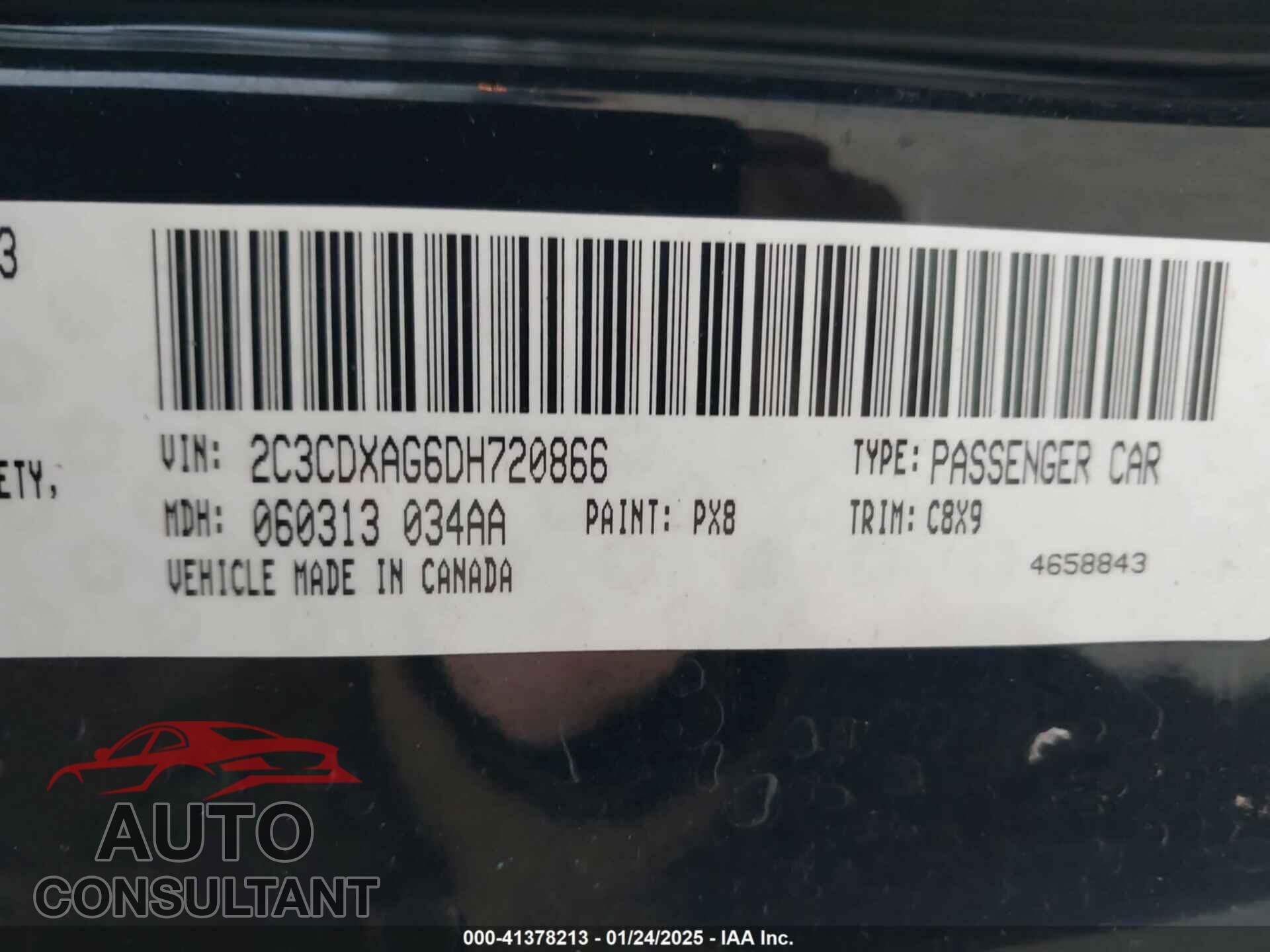 DODGE CHARGER 2013 - 2C3CDXAG6DH720866
