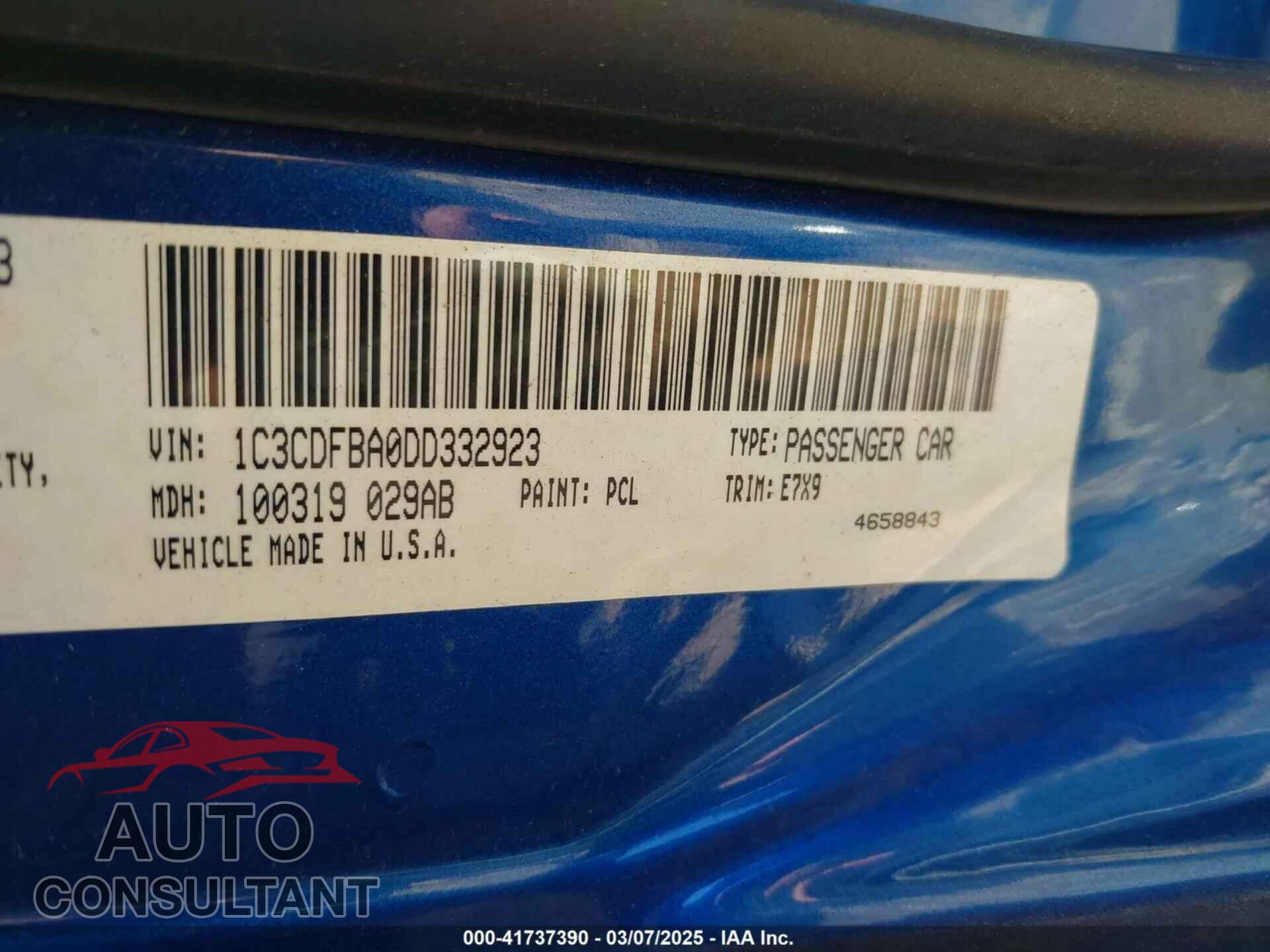 DODGE DART 2013 - 1C3CDFBA0DD332923