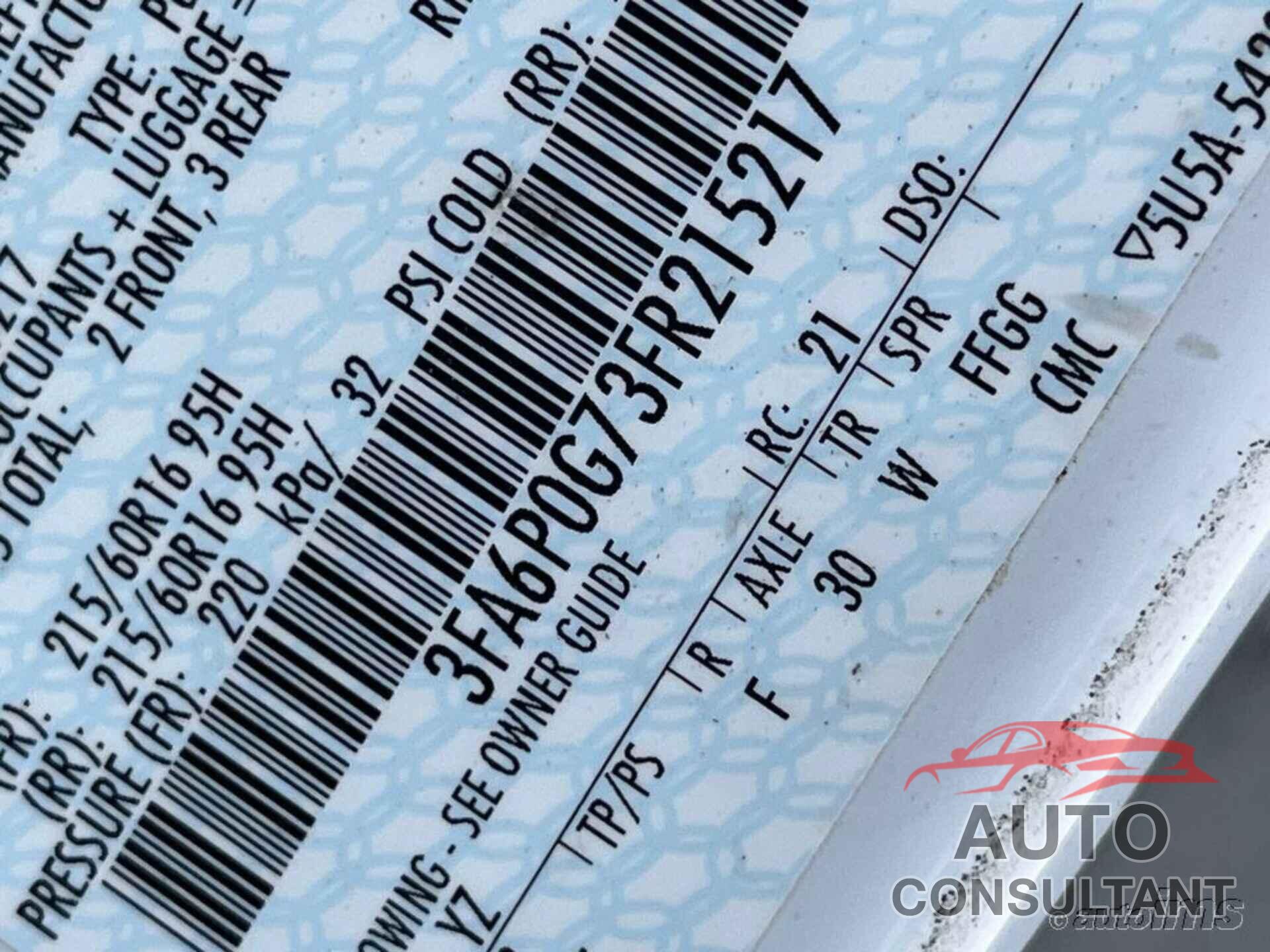 FORD FUSION 2015 - 3FA6P0G73FR215217