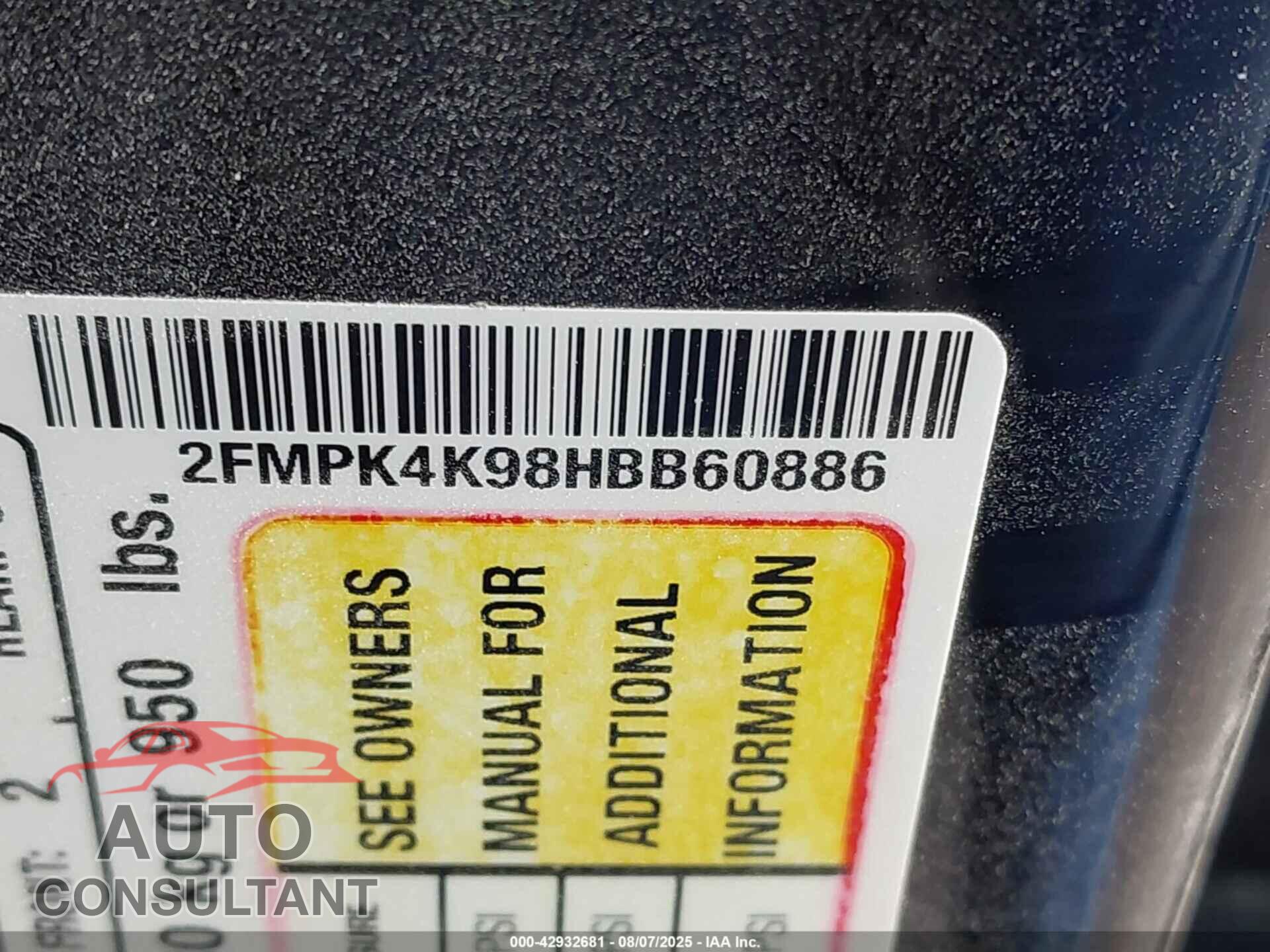 FORD EDGE 2017 - 2FMPK4K98HBB60886