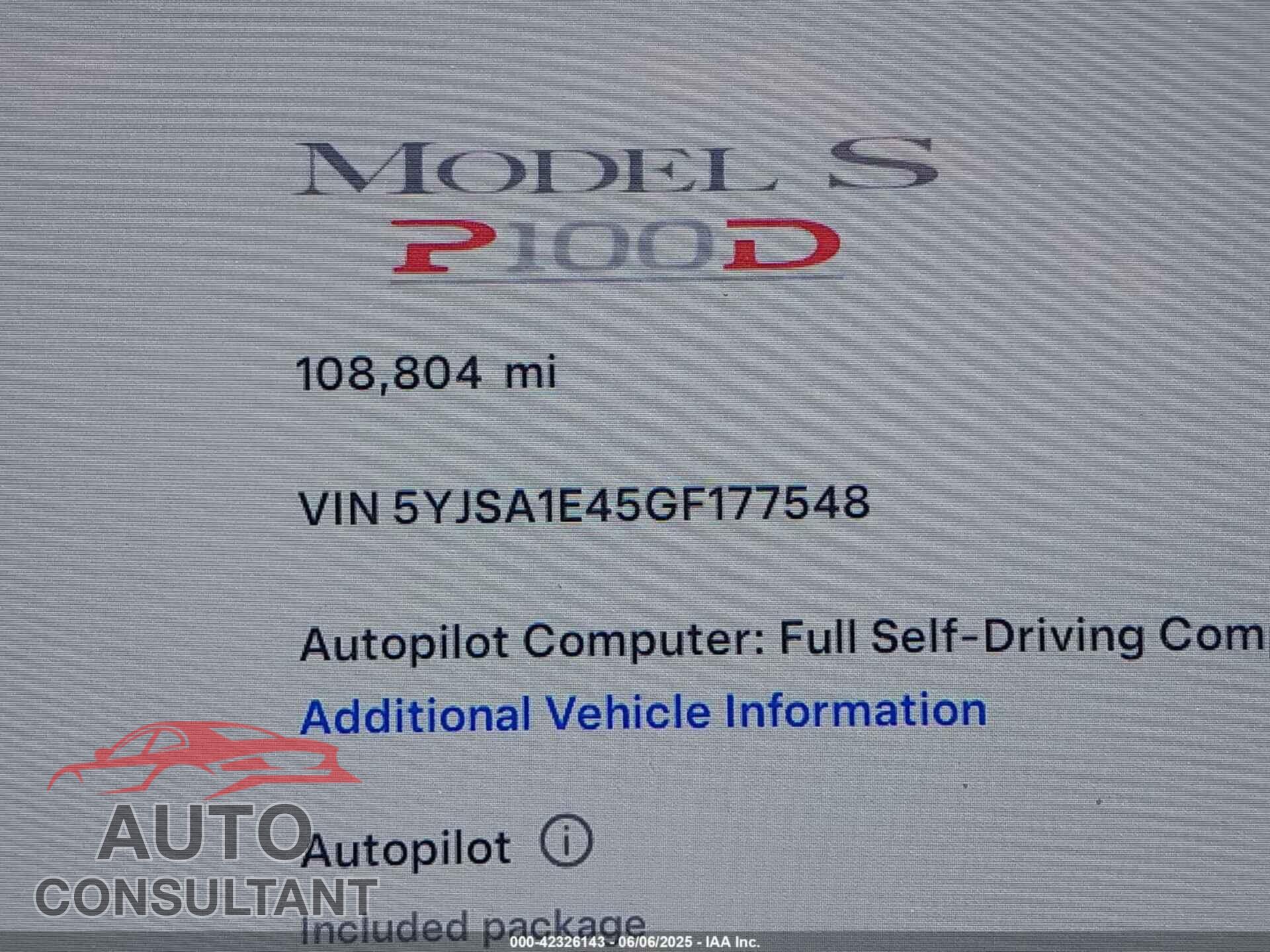 TESLA MODEL S 2016 - 5YJSA1E45GF177548