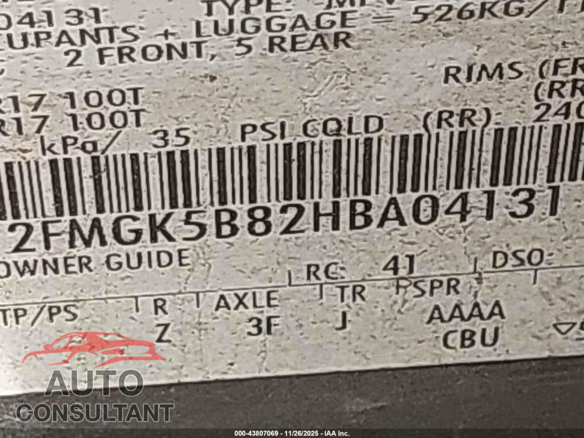 FORD FLEX 2017 - 2FMGK5B82HBA04131