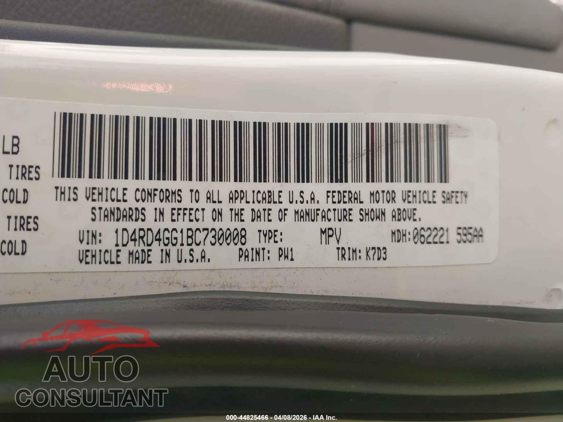 DODGE DURANGO 2011 - 1D4RD4GG1BC730008