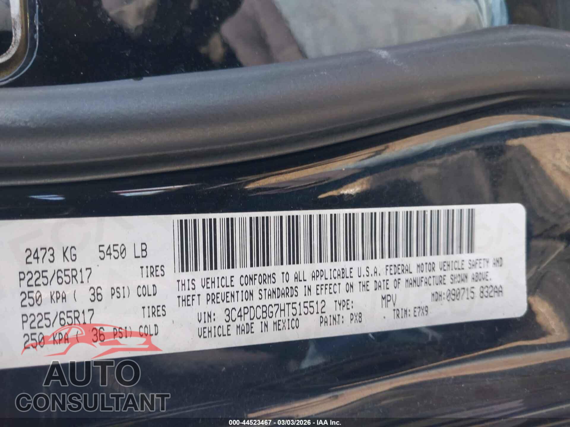DODGE JOURNEY 2017 - 3C4PDCBG7HT515512
