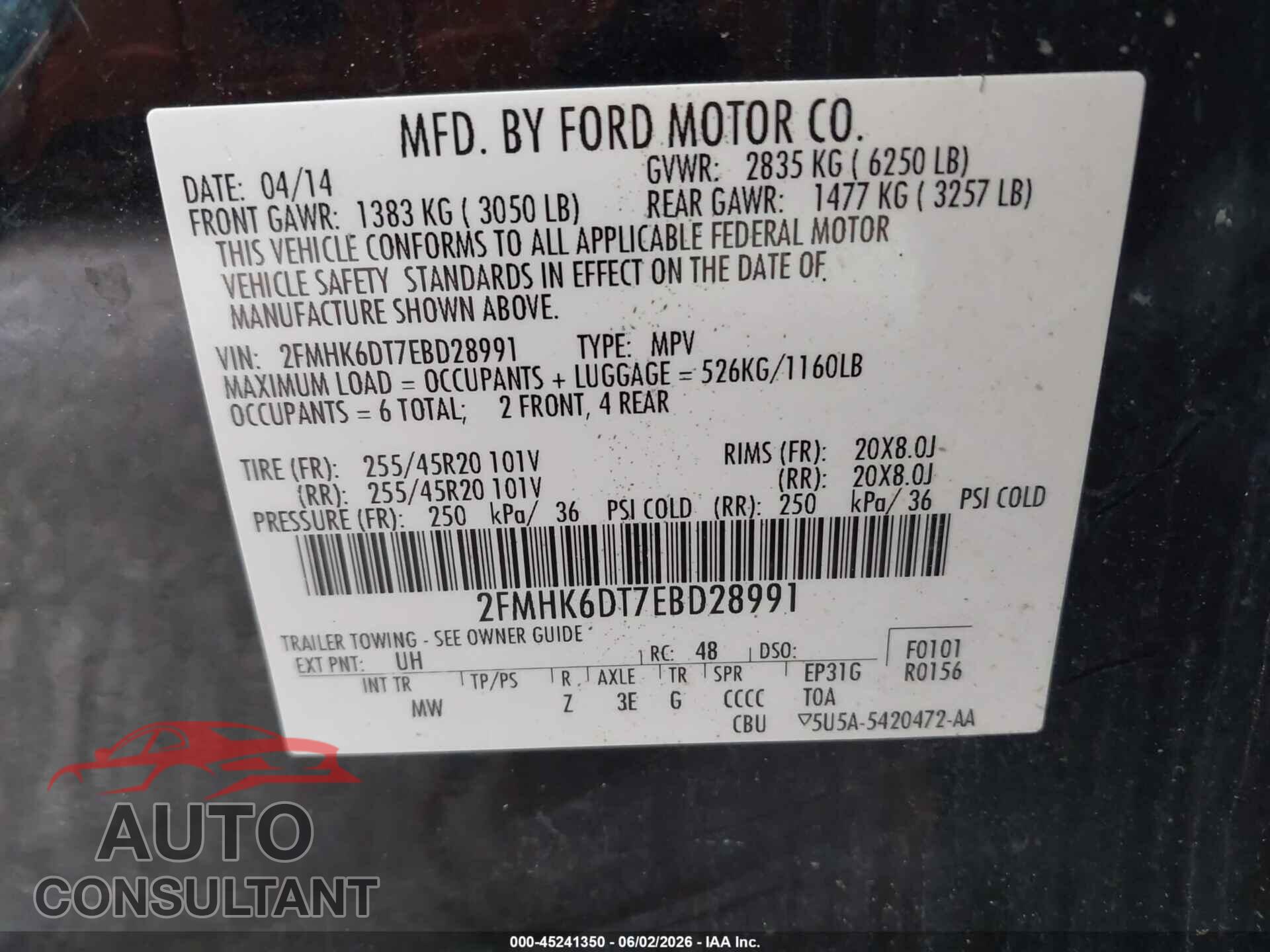 FORD FLEX 2014 - 2FMHK6DT7EBD28991