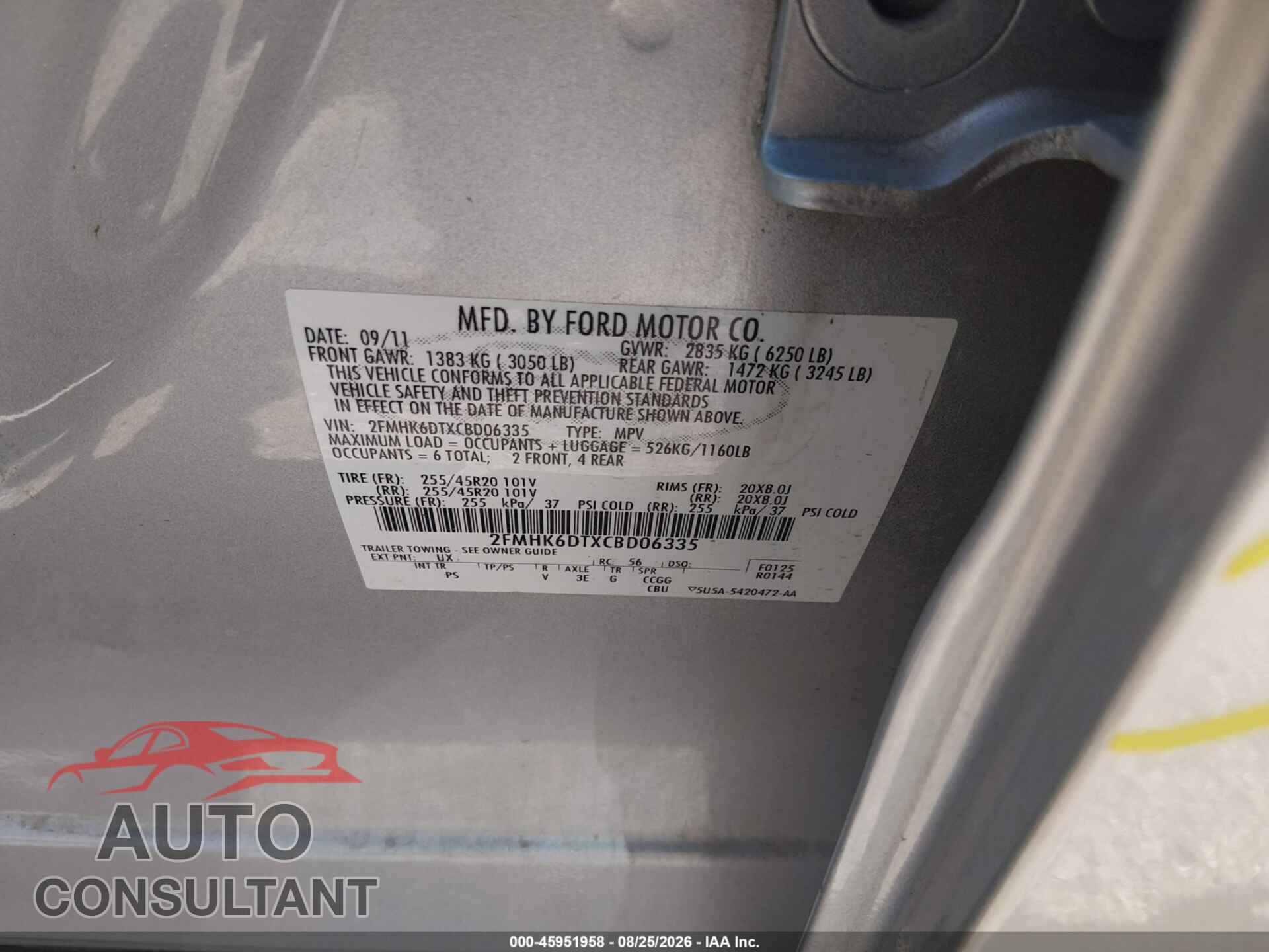 FORD FLEX 2012 - 2FMHK6DTXCBD06335