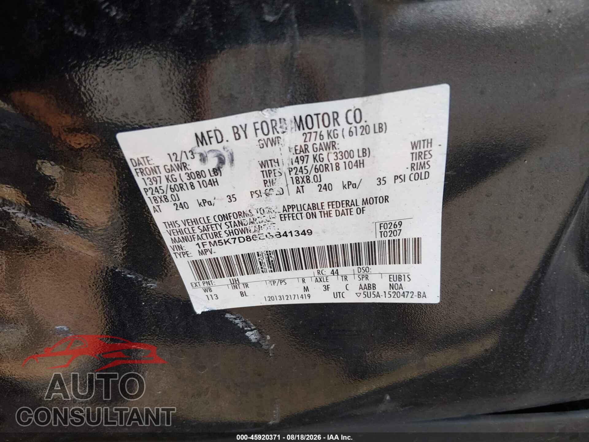 FORD EXPLORER 2014 - 1FM5K7D86EGB41349