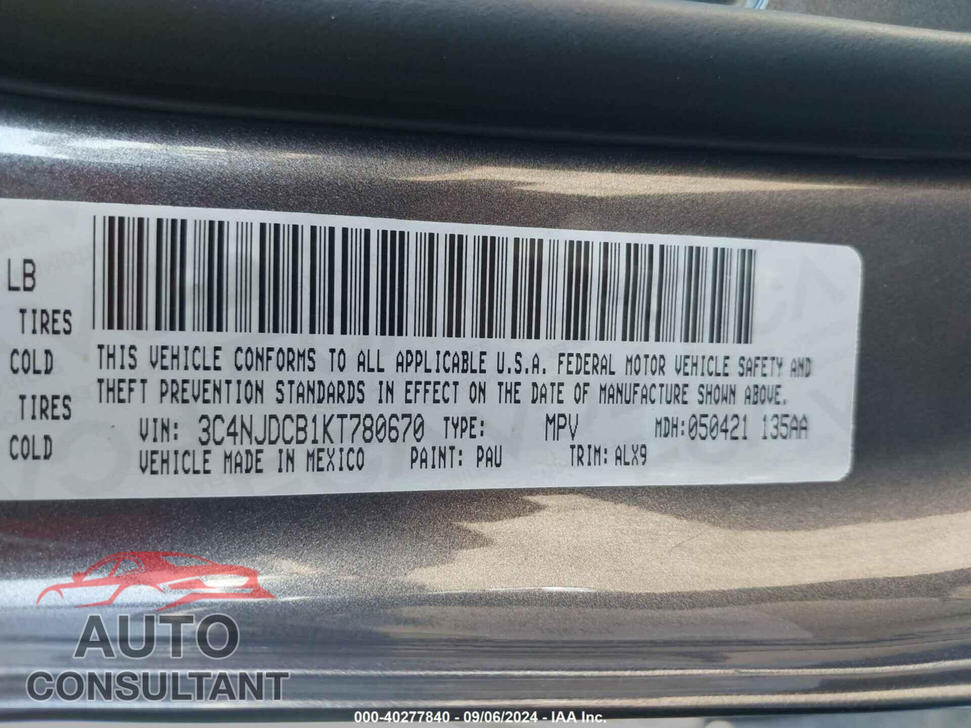 JEEP COMPASS 2019 - 3C4NJDCB1KT780670